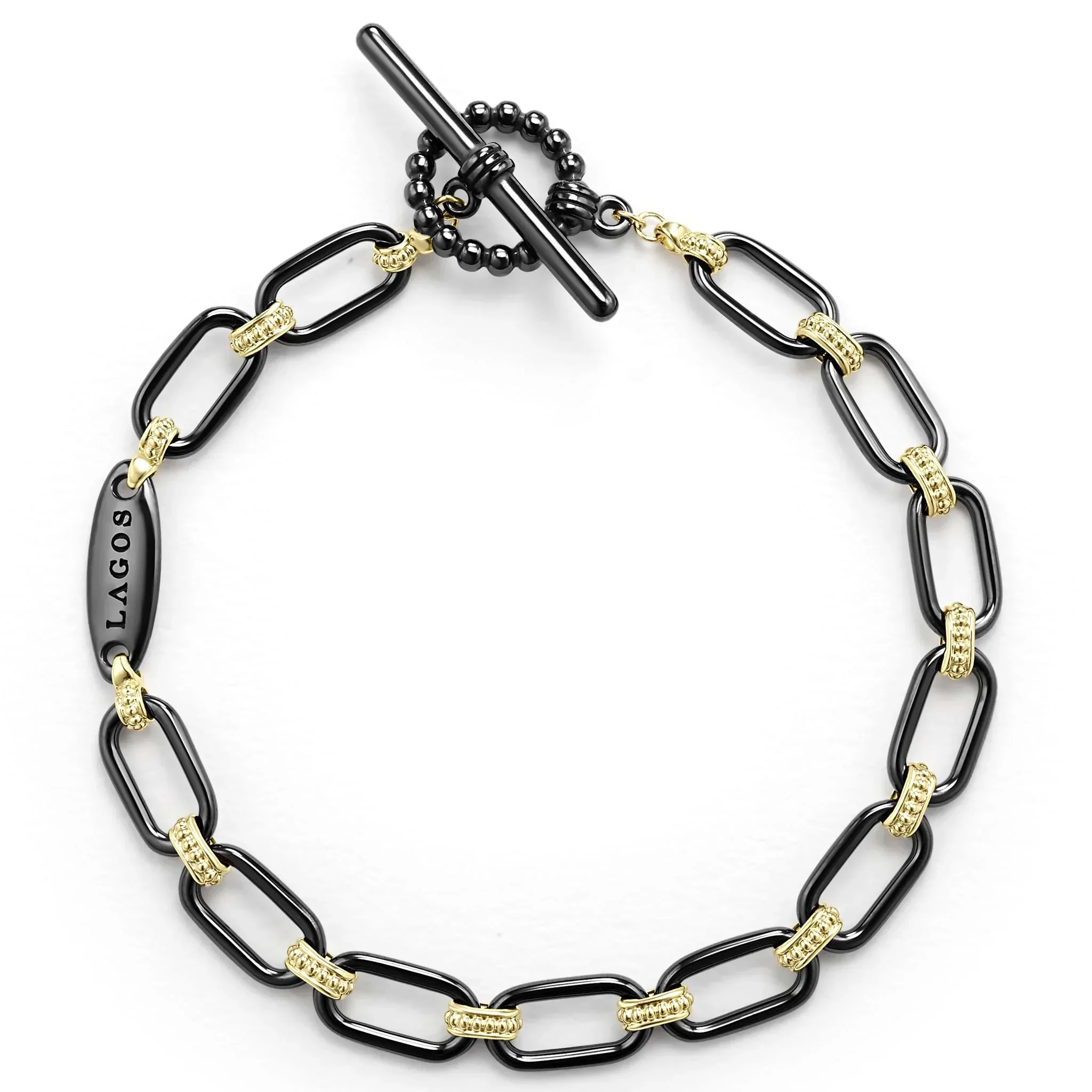 18K Gold and Black Ceramic Link Bracelet - Image 3