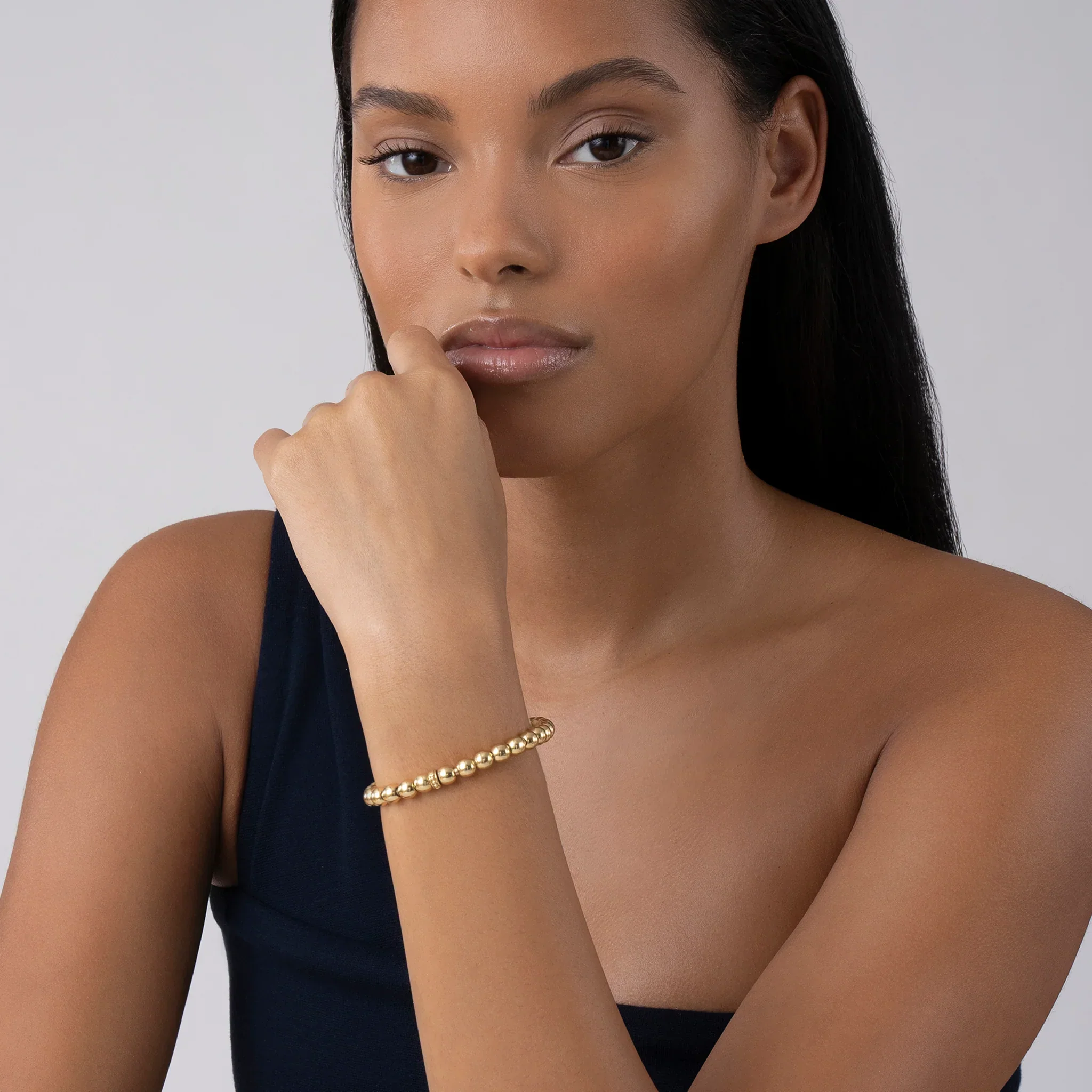 18K Gold Bead Bracelet | 6mm - Image 3