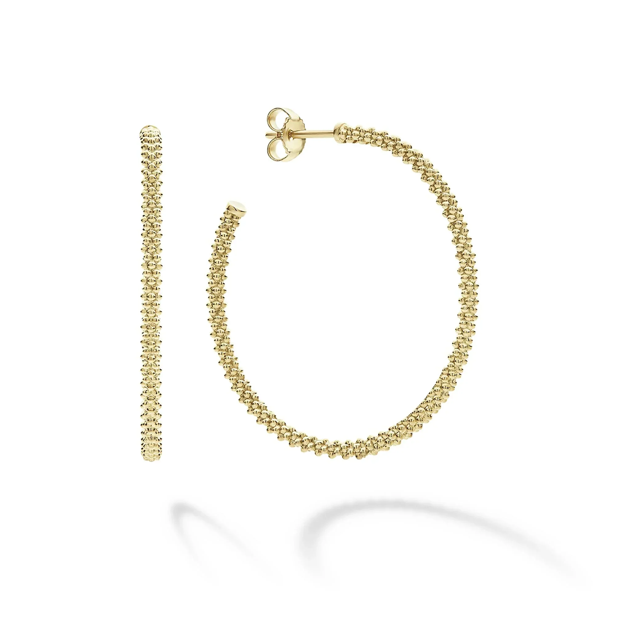 18K Gold Caviar Hoop Earrings - Image 3