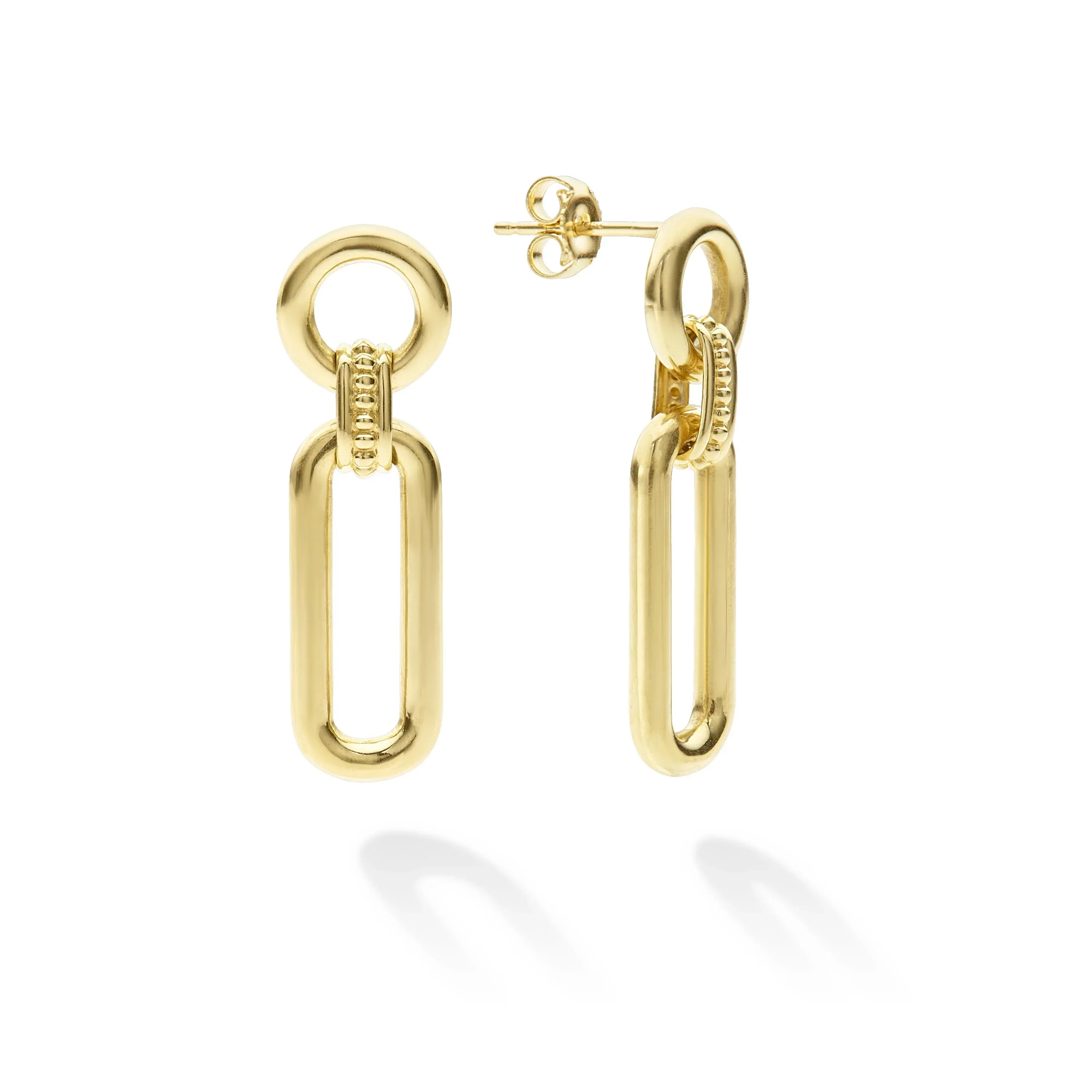18K Gold Link Drop Earrings - Image 3