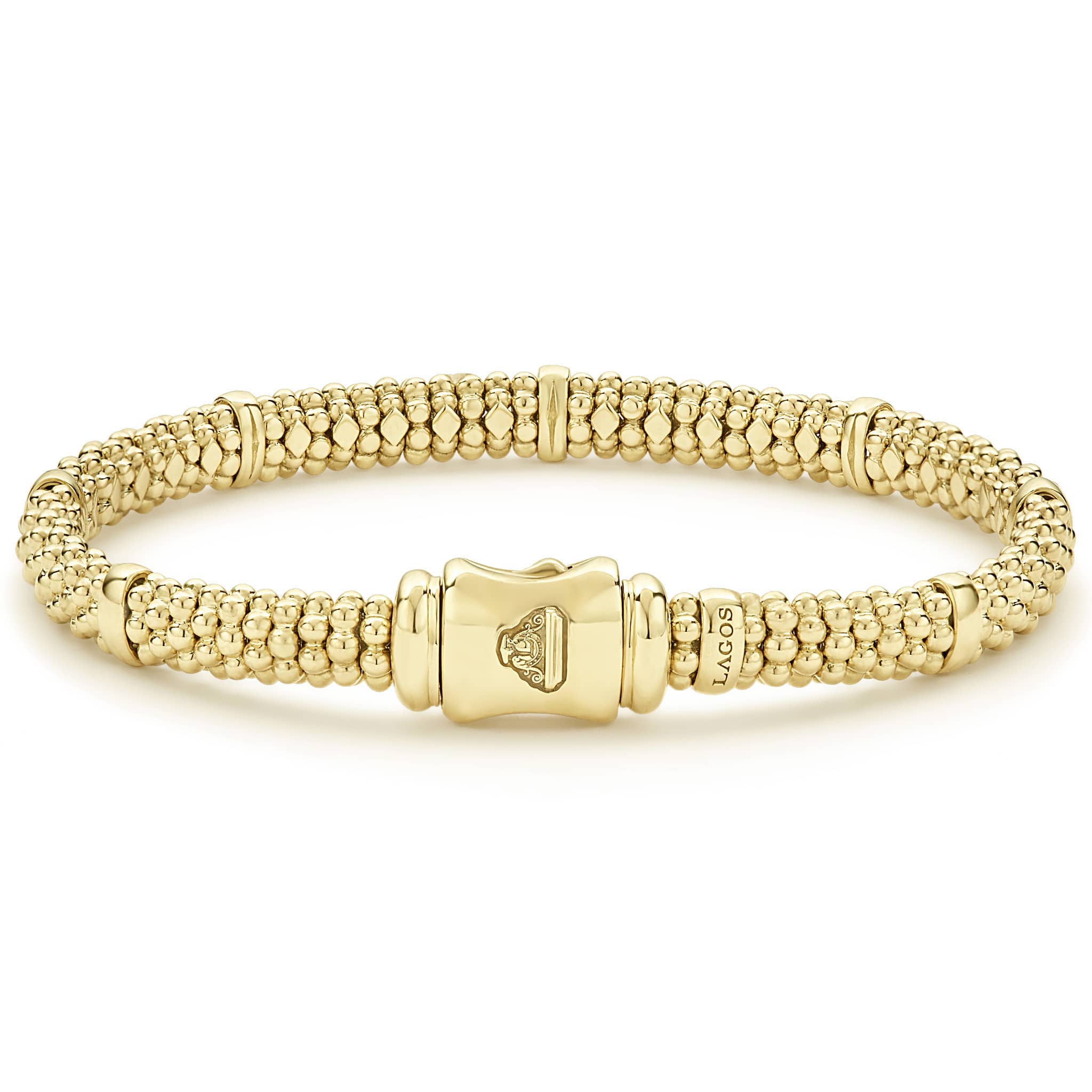 18K Gold Station Caviar Bracelet | 6mm - Image 3