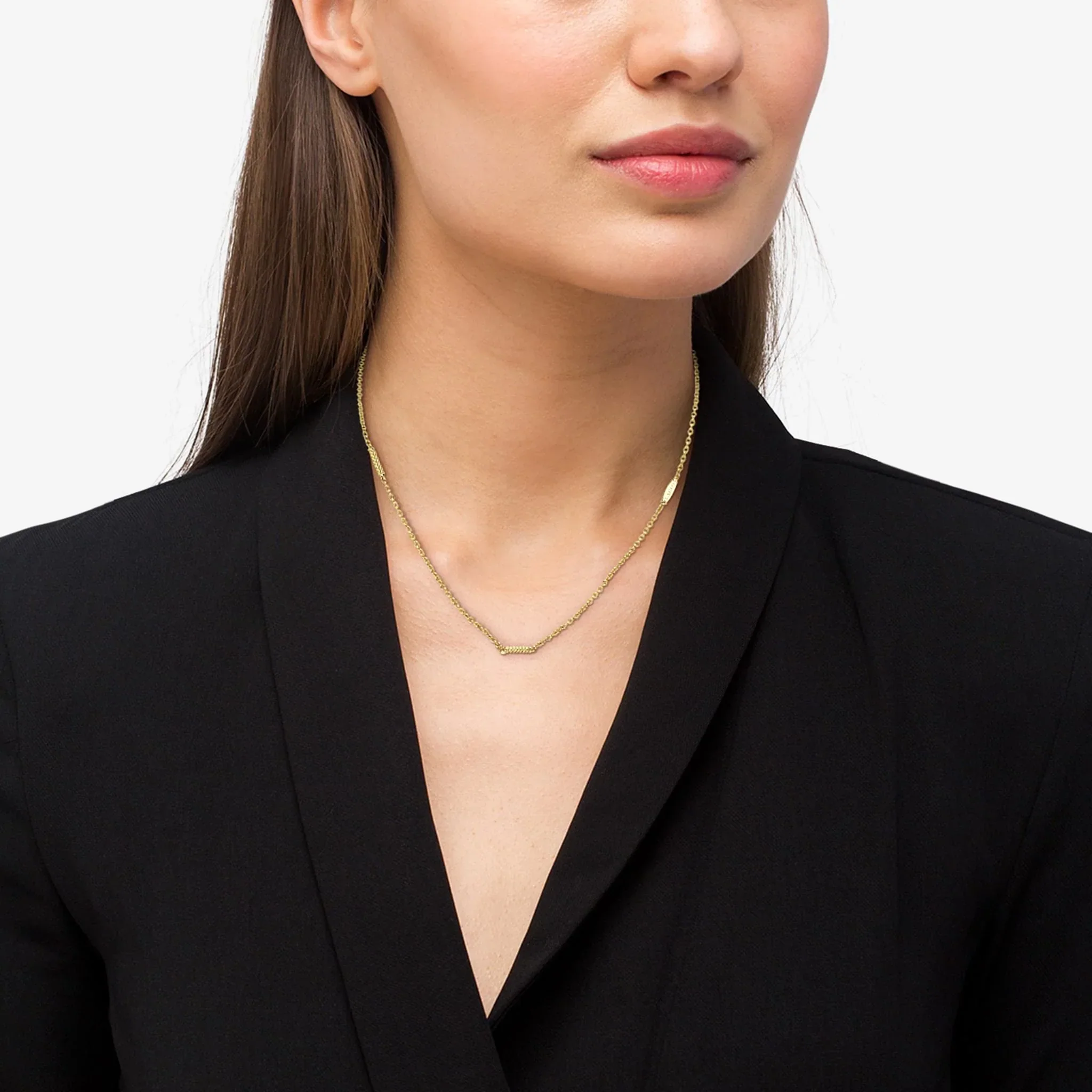 18K Gold Superfine Station Chain Necklace - Image 2