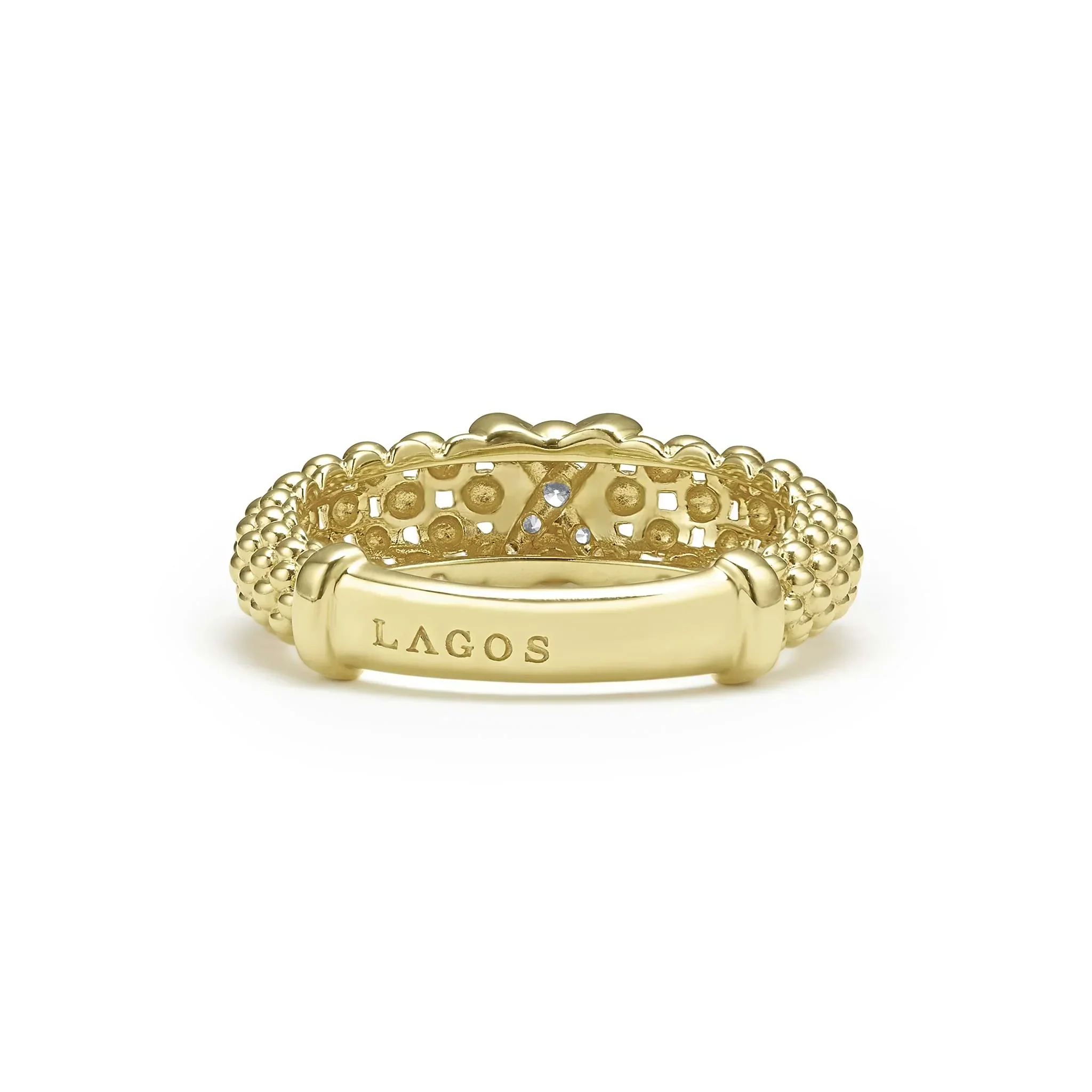 18K Gold X Caviar Diamond Ring - Image 3