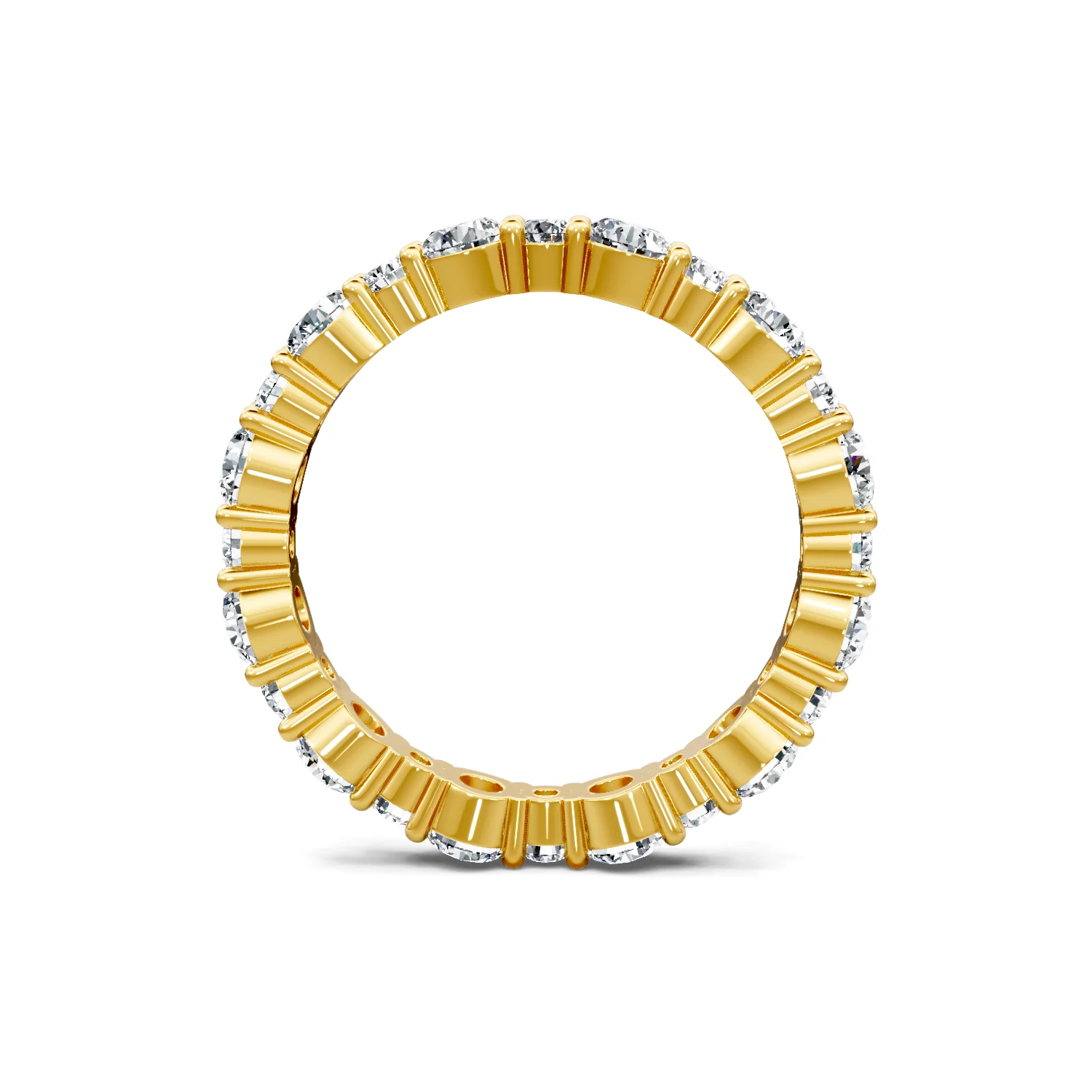 18K Yellow Gold Alternating Round Diamond Eternity Band - Image 3