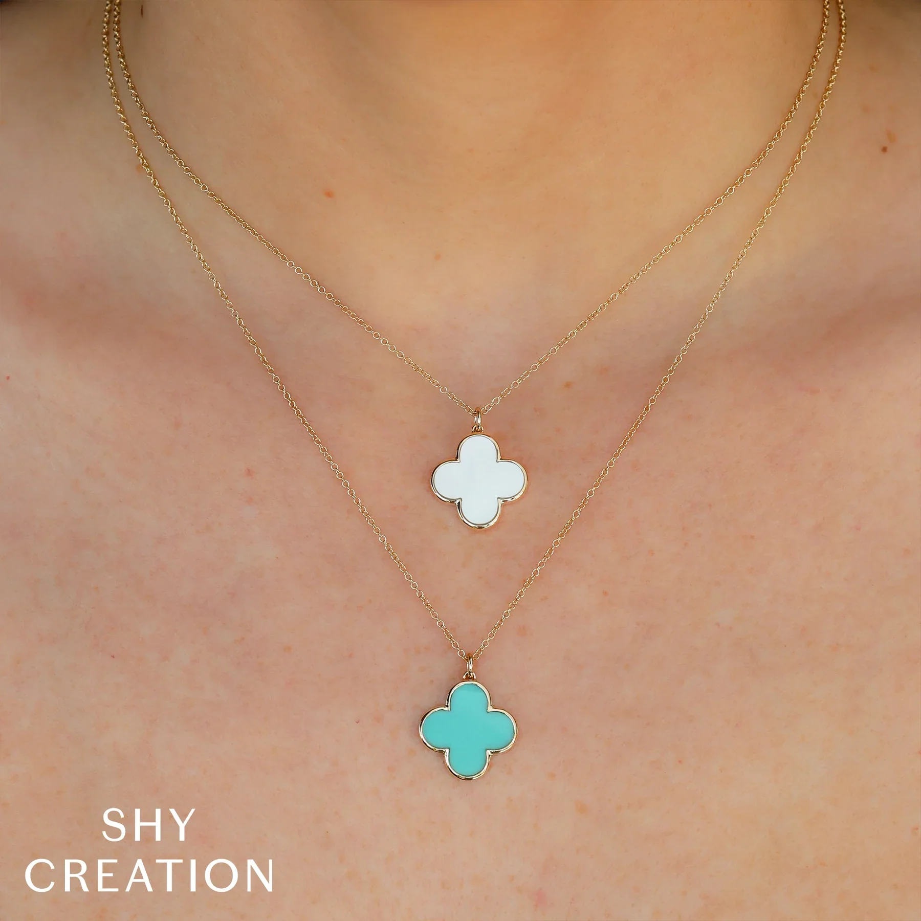 2.38ctw Mother of Pearl Clover Necklace - Image 2