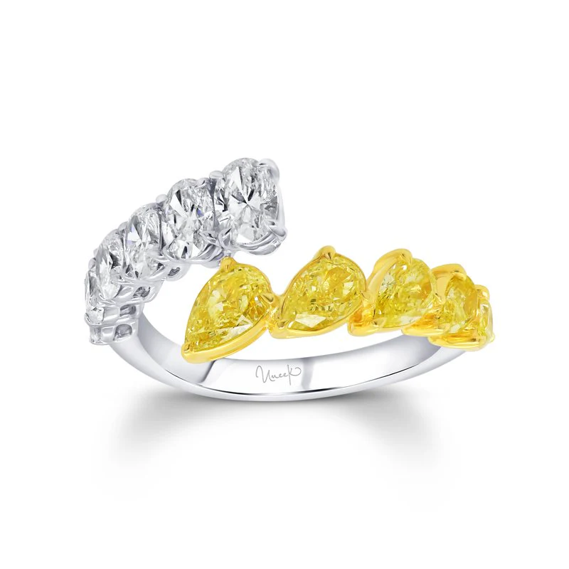2.43ctw White and Yellow Diamond Bypass Ring - Image 2