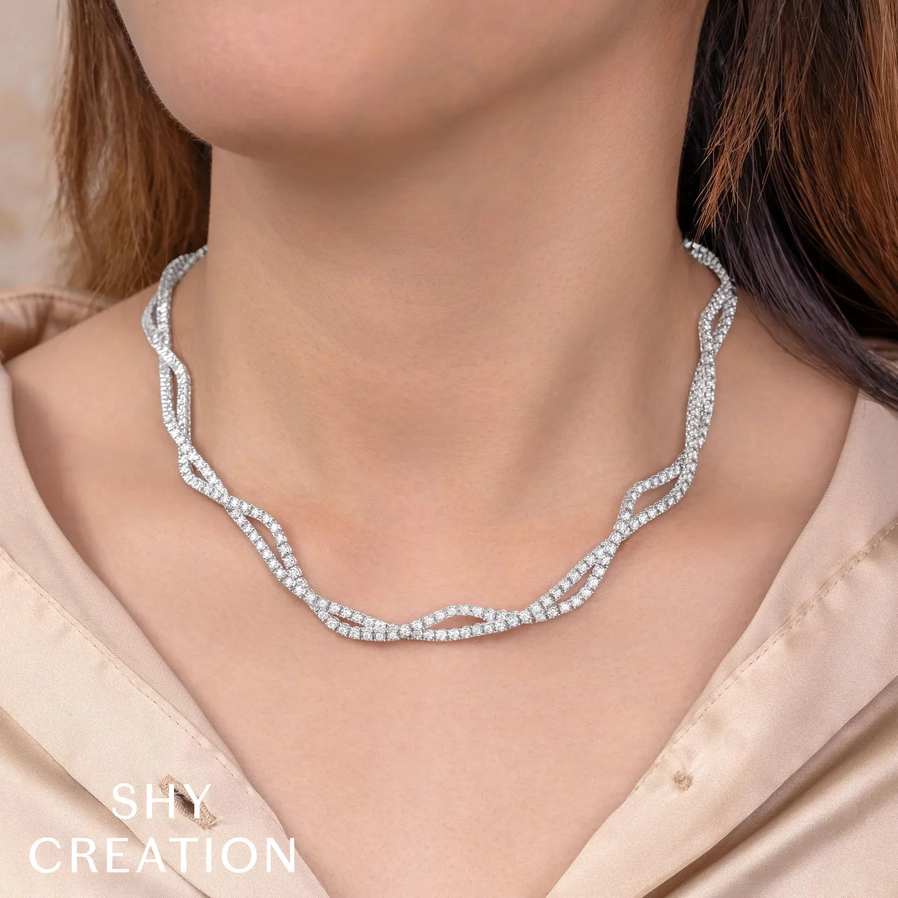2.53ctw Diamond Twisted Double Strand Necklace - Image 2