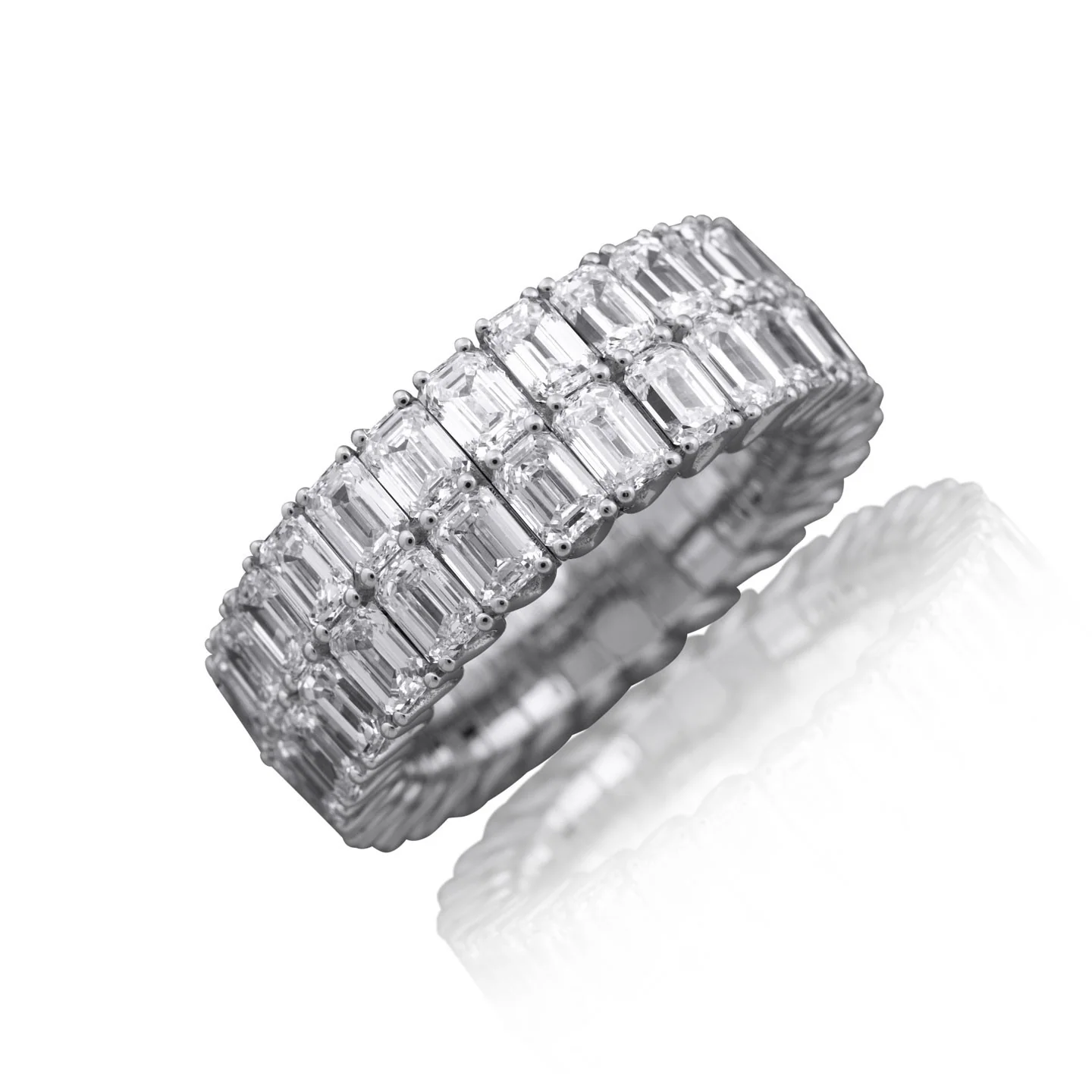 2-Row Emerald Cut Diamond Xpandable™ Bridal Ring - Image 3