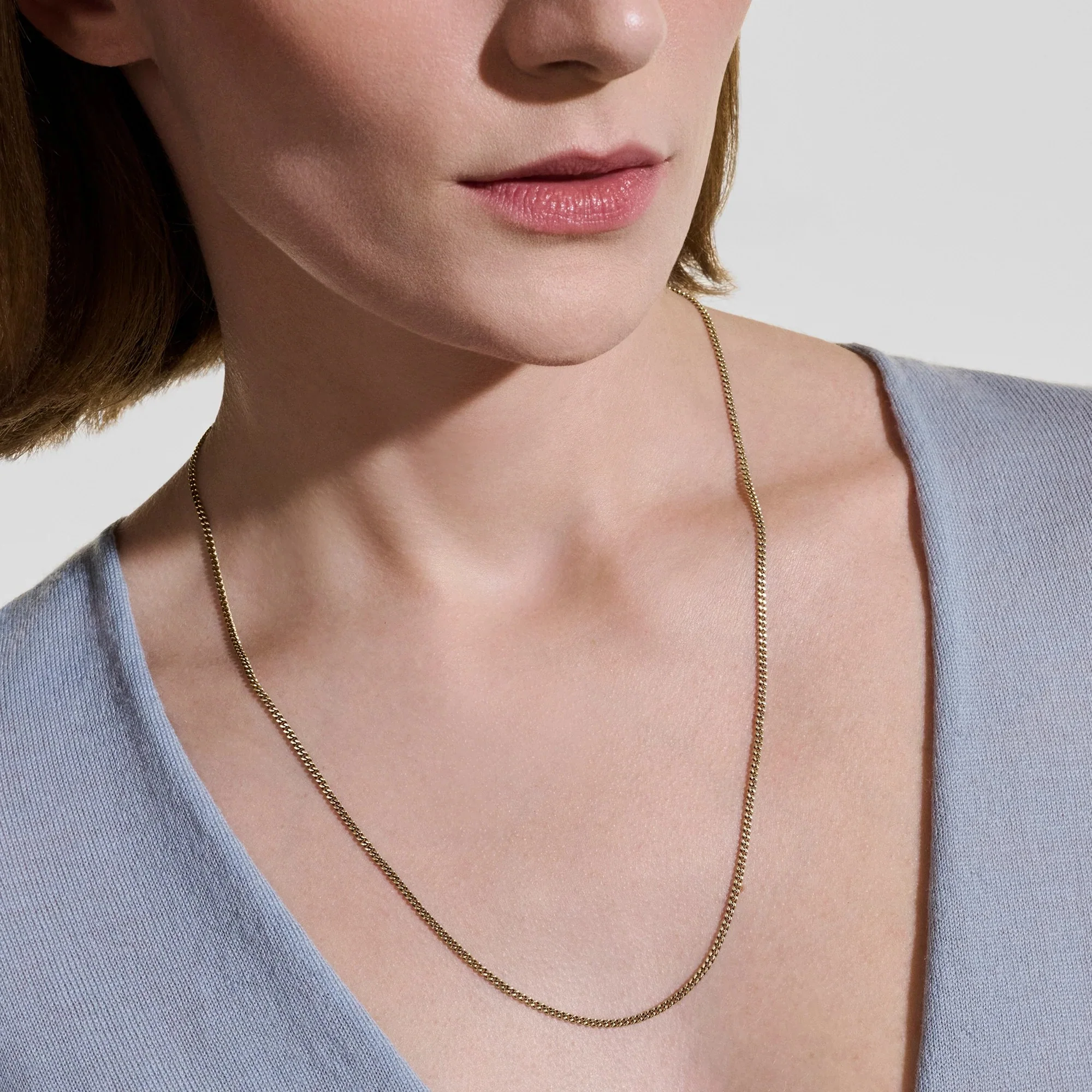 22" 14K Yellow Gold Curb Chain Necklace - Image 4