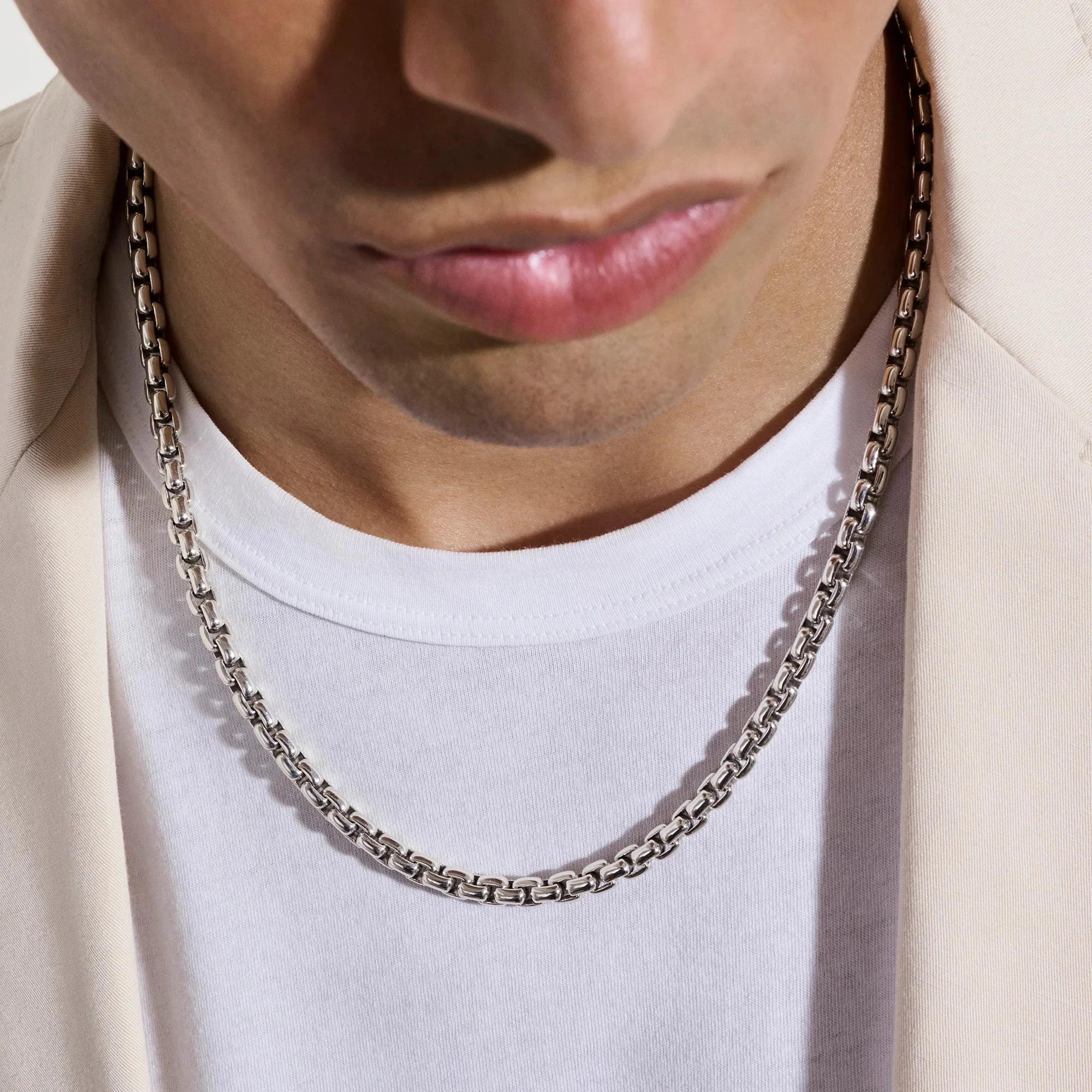 22" Sterling Silver Box Chain Necklace - Image 2