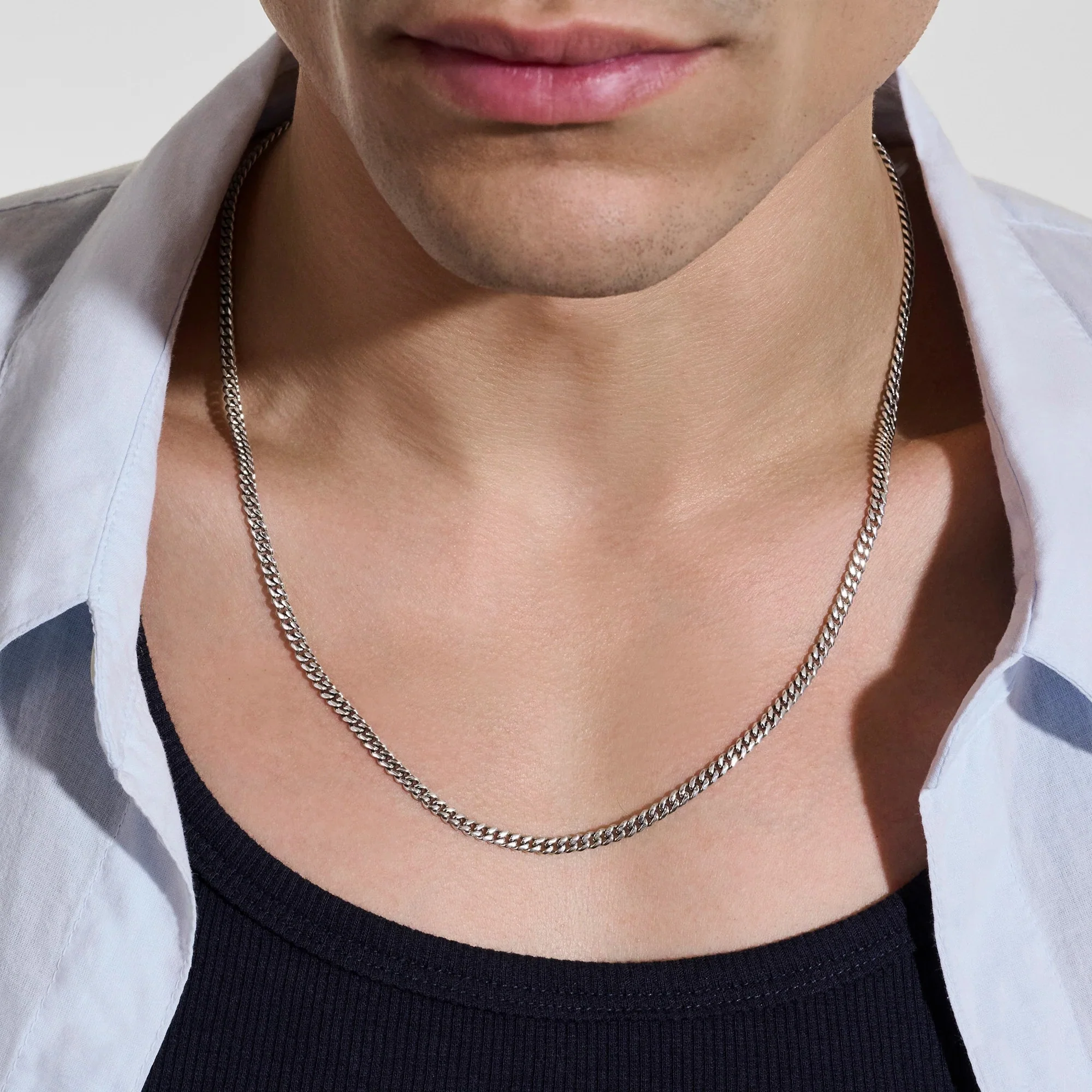 22" Sterling Silver Curb Chain Necklace 3.9MM - Image 3