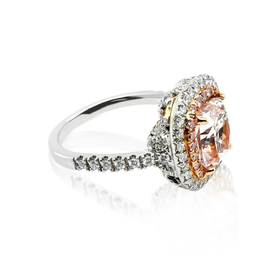 3.17ctw Pink Diamond Double Halo Engagement Ring - Image 2