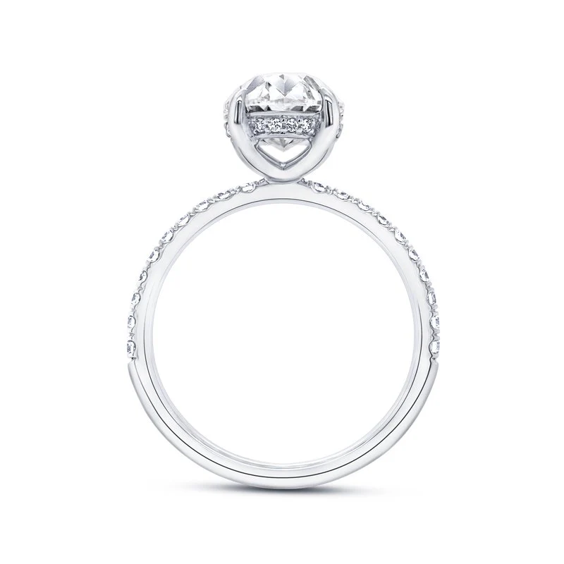 3.36ctw Under-Halo Oval Shaped Diamond Engagement Ring - Image 3