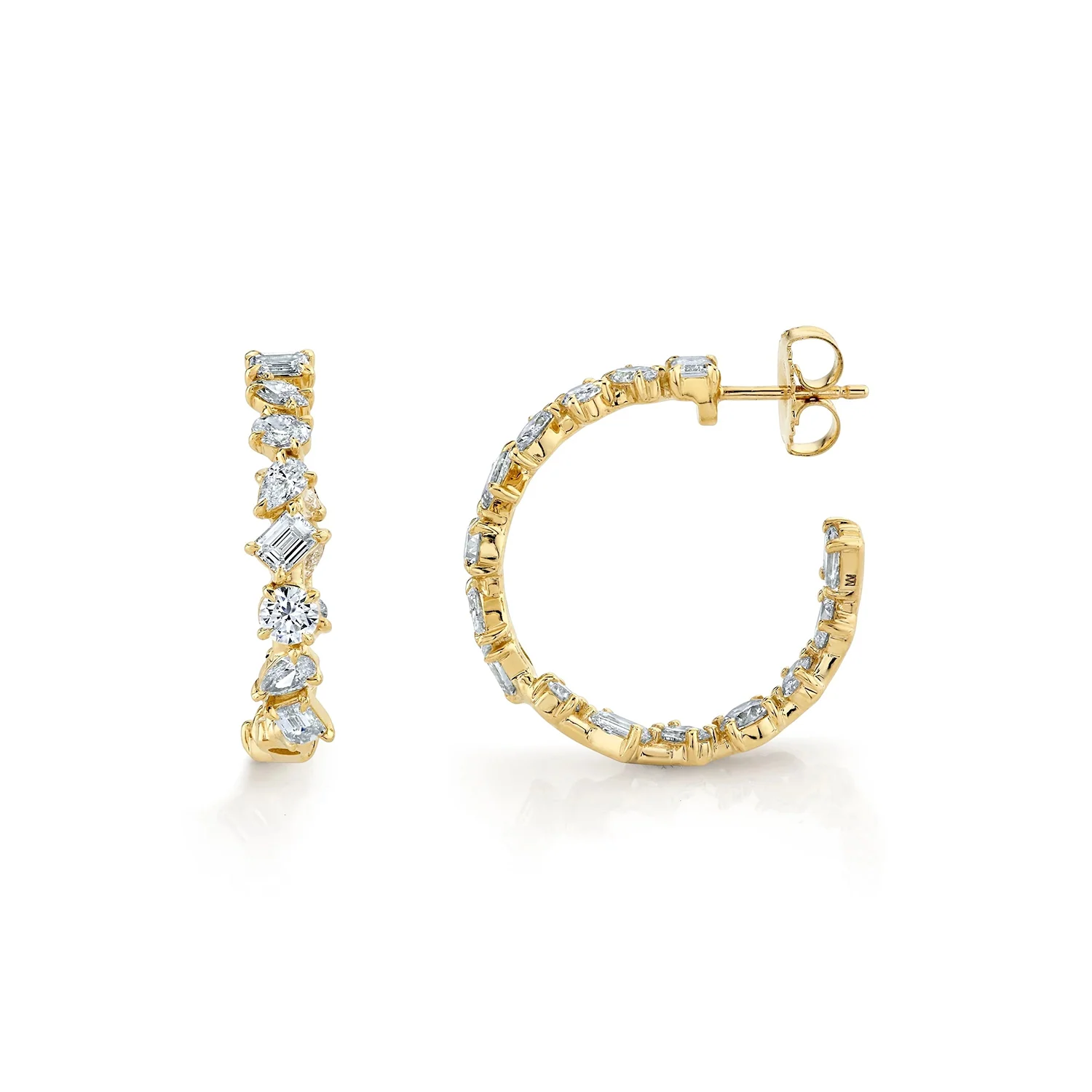 3.50ctw Diamond Montage Petite Hoop Earrings - Image 2