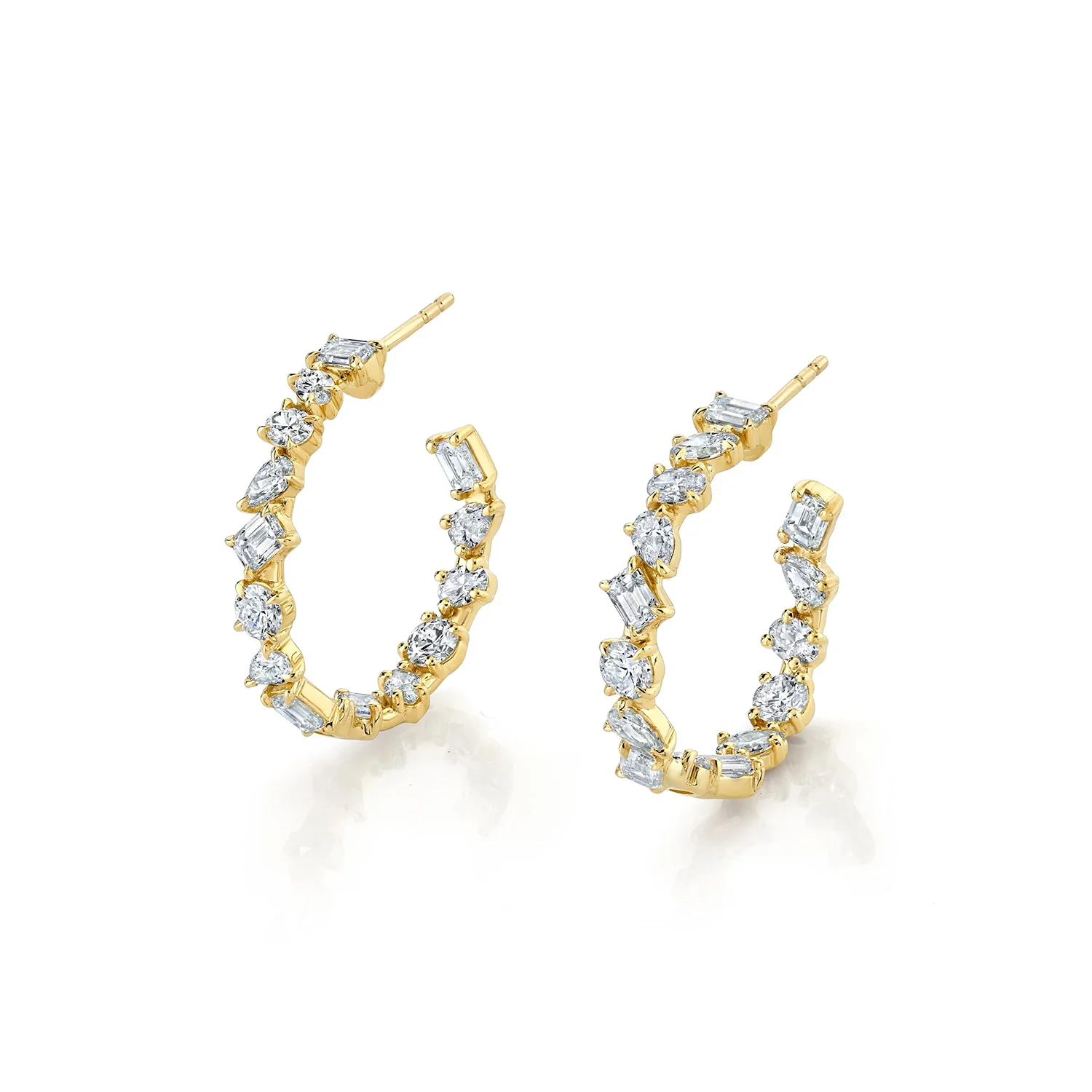 3.50ctw Diamond Montage Petite Hoop Earrings - Image 3