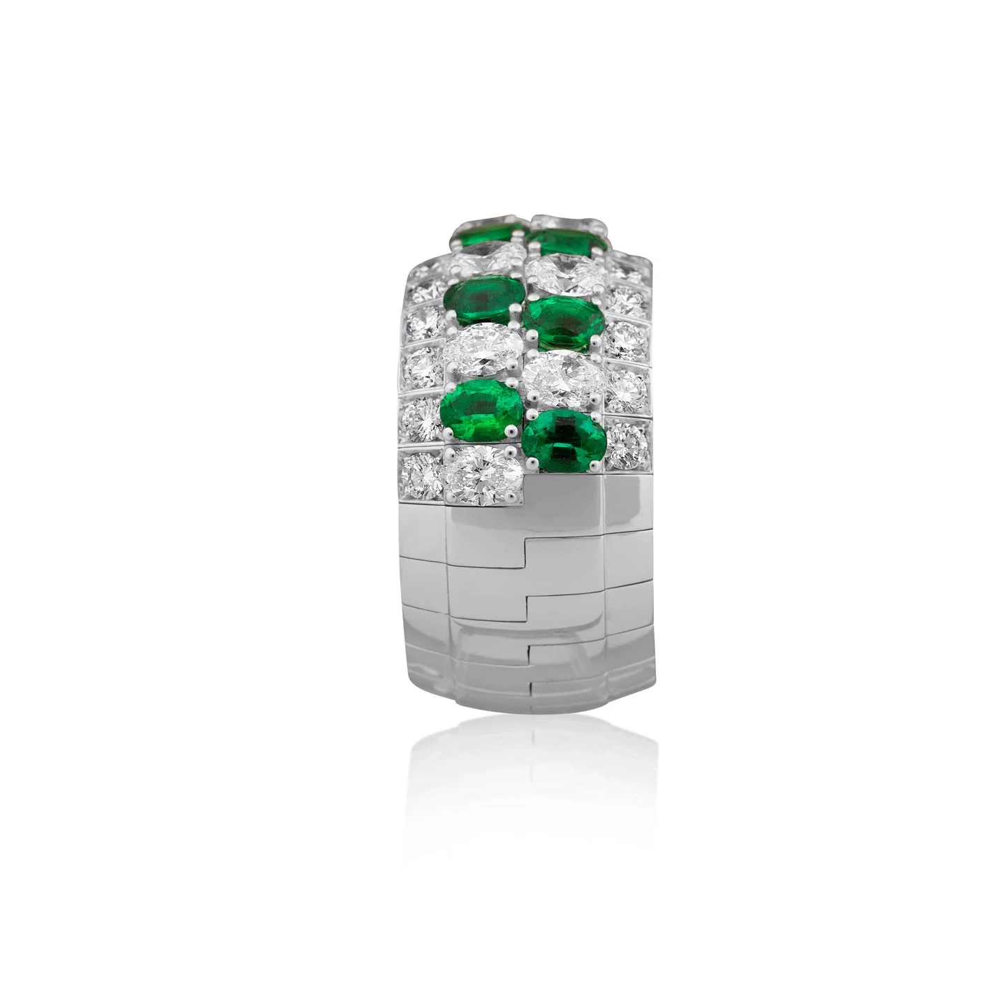 4-Row Emerald and Diamond Xpandable™ Ring - Image 2