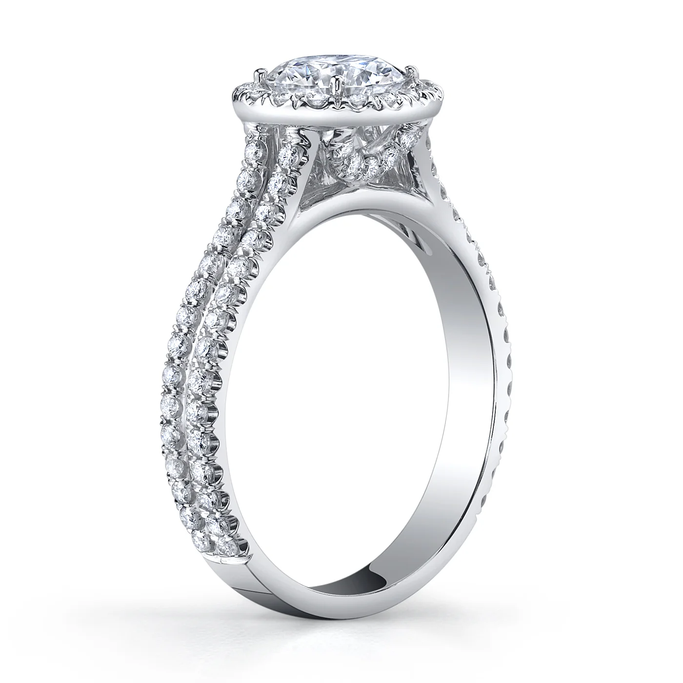 .54ctw Round Cut Diamond Halo Double Band Engagement Ring - Image 2