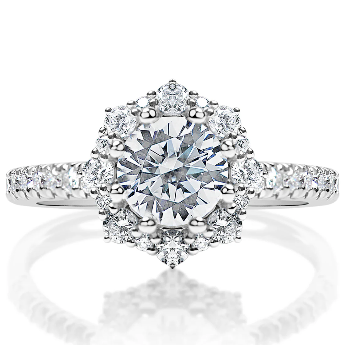 .56ctw Round Cut Diamond Halo Engagement Ring - Image 3