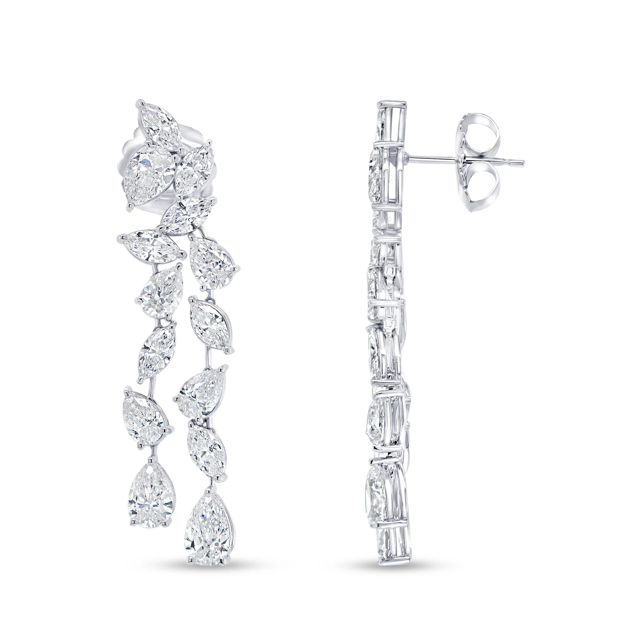 8.23ctw Pear and Marquise Diamond Drop Dangle Earrings - Image 2
