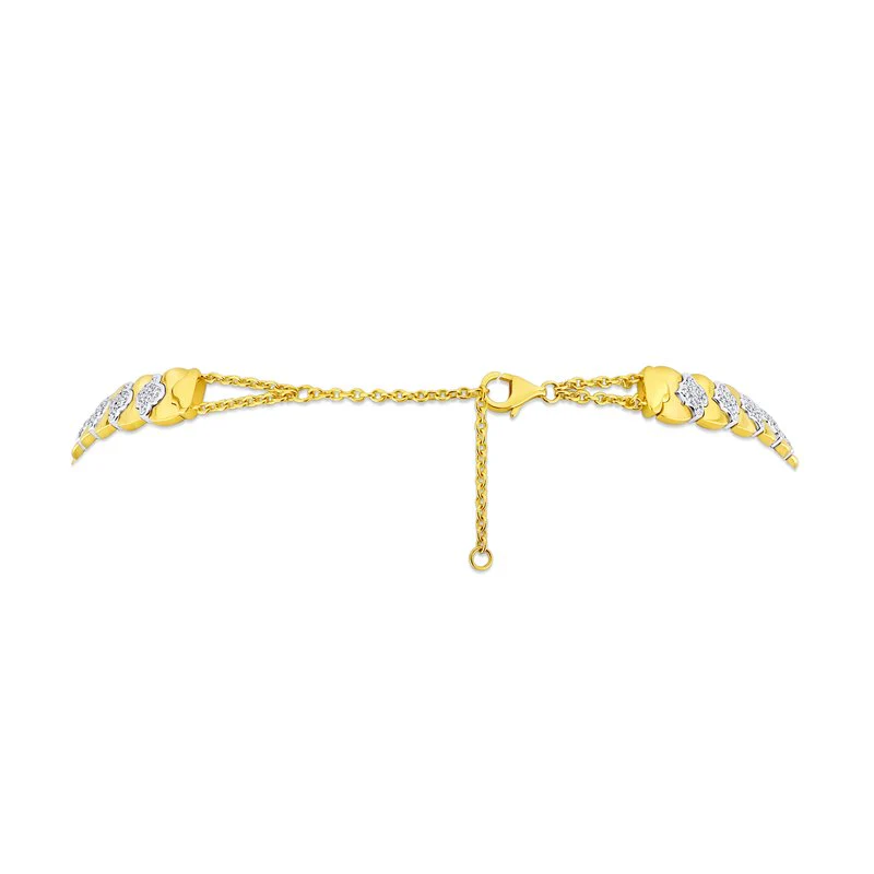 18K Yellow & White Gold 3.74ctw Diamond Quilt Fashion Necklace - Image 2
