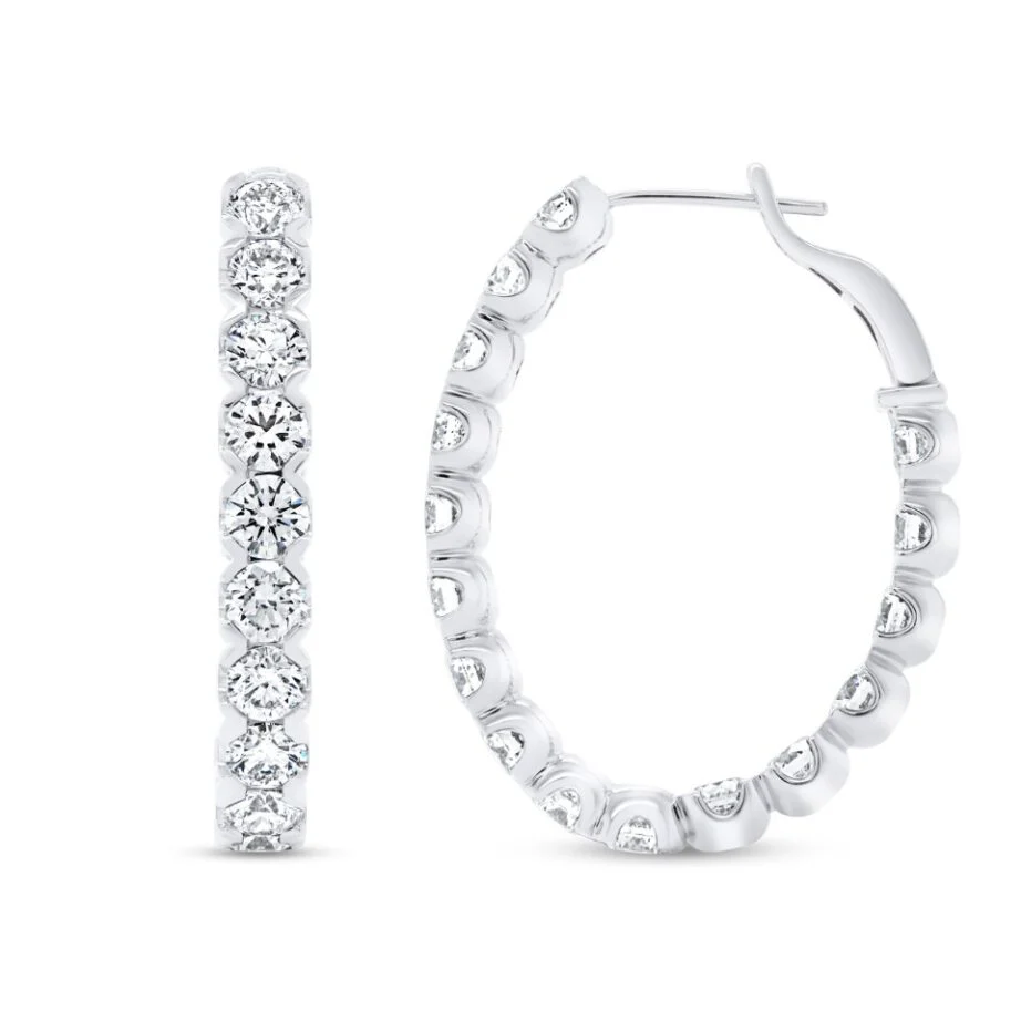 9.83ctw Diamond Oval Hoop Earrings - Image 2