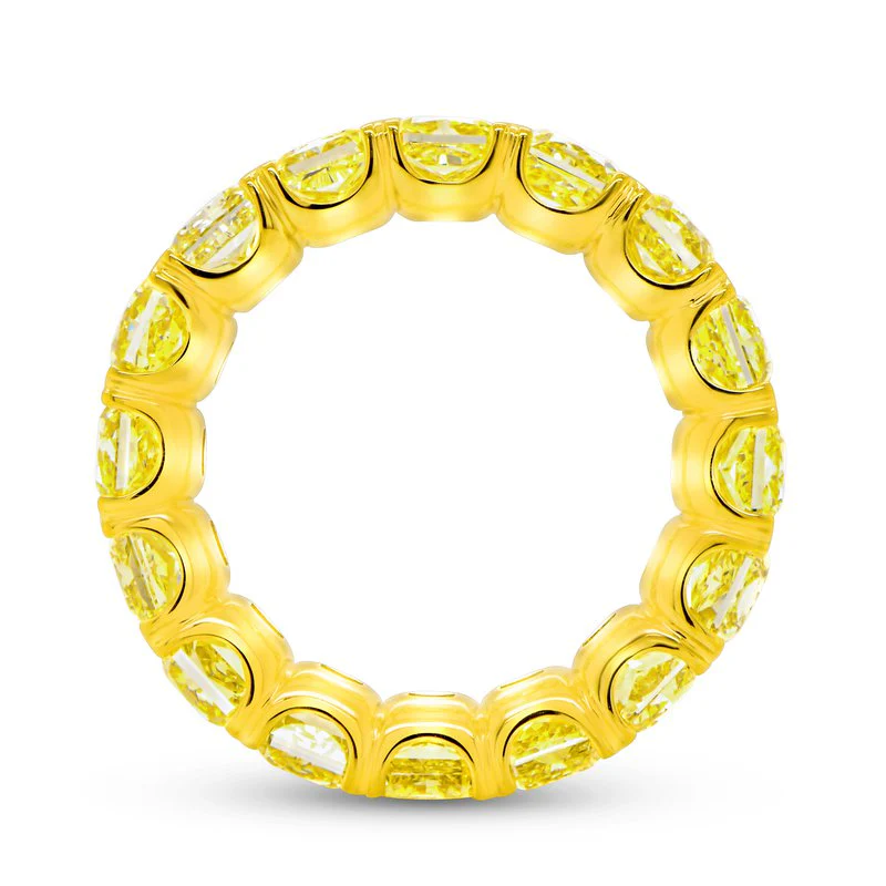 9.86ctw Eternity Radiant Fancy Yellow Diamond Anniversary Ring - Image 2