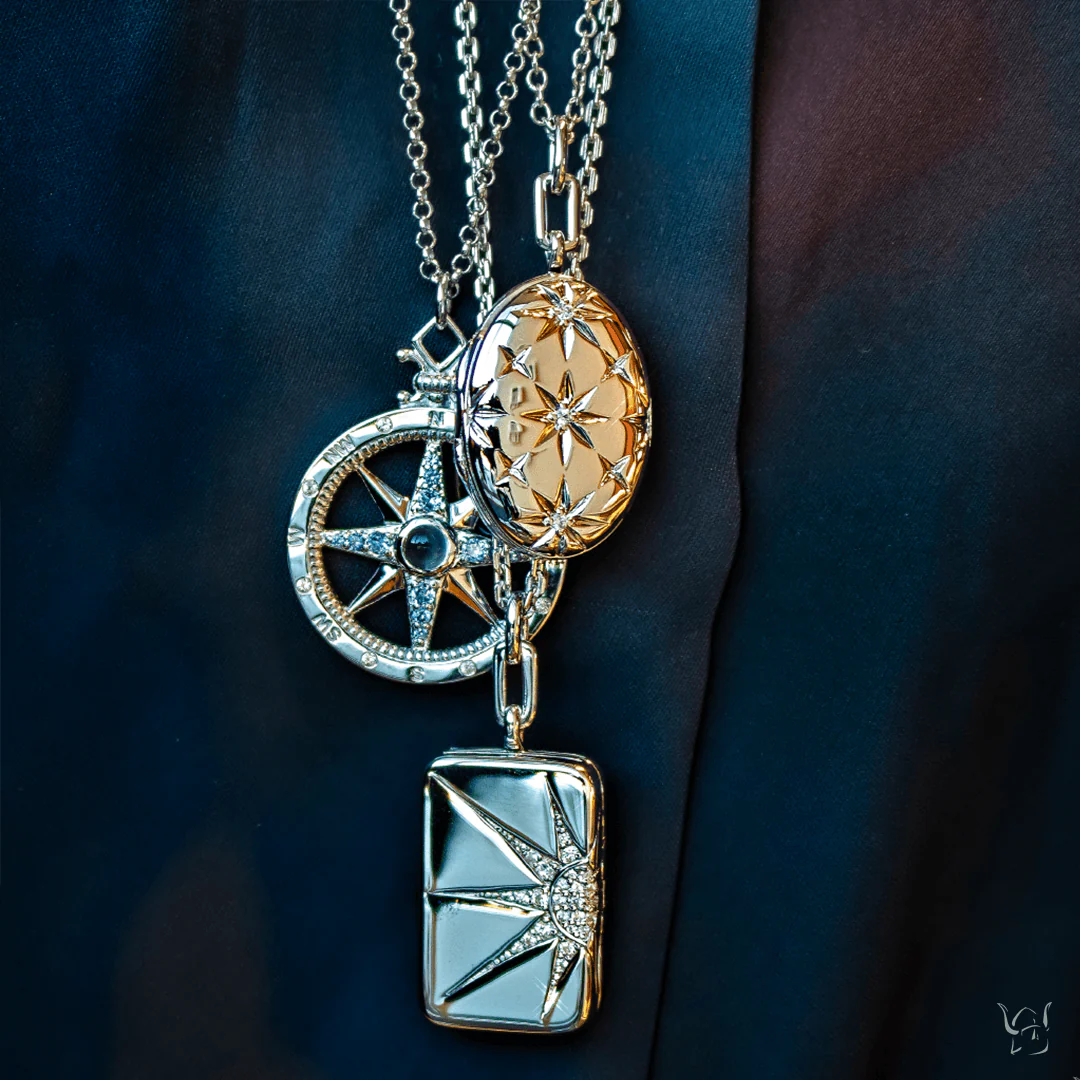 Global Compass Charm with Sapphires - Image 3