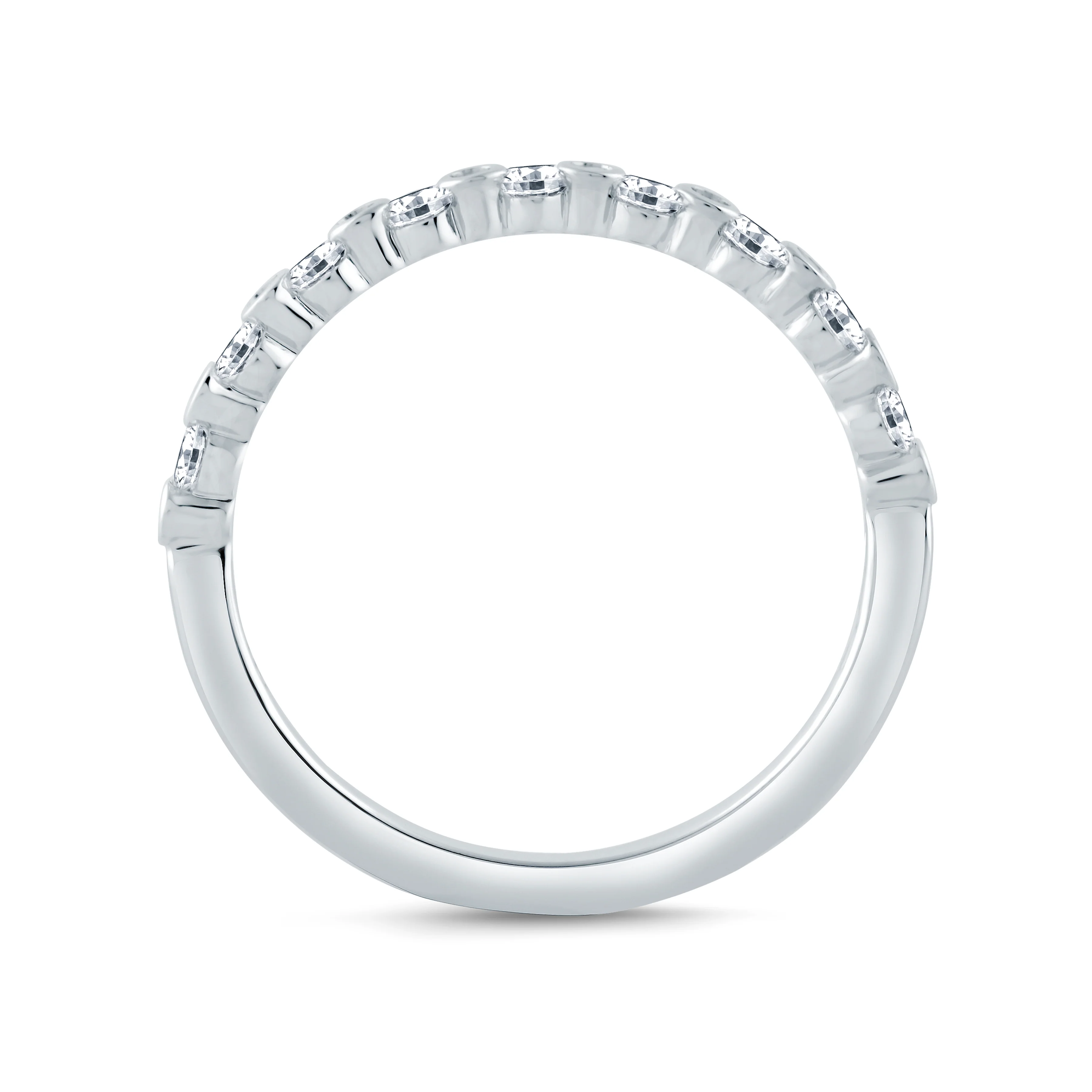 Alternating Bezel Set Half Circle Stackable Band - Image 2