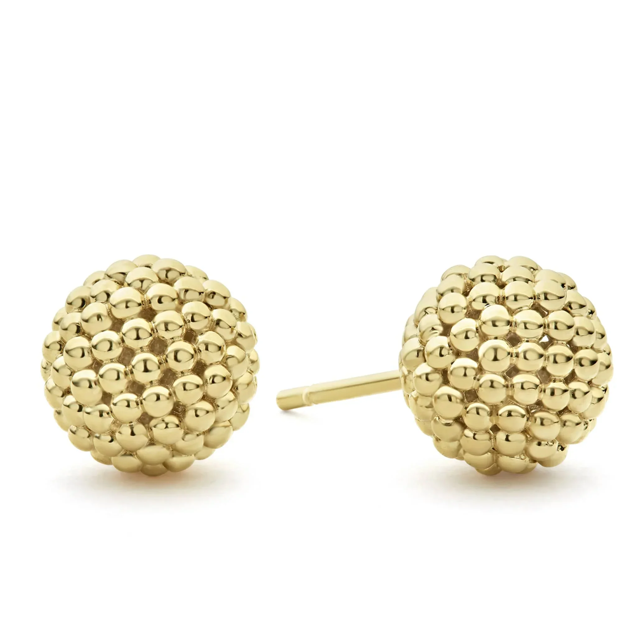 Beaded 18K Gold Stud Earrings - Image 3