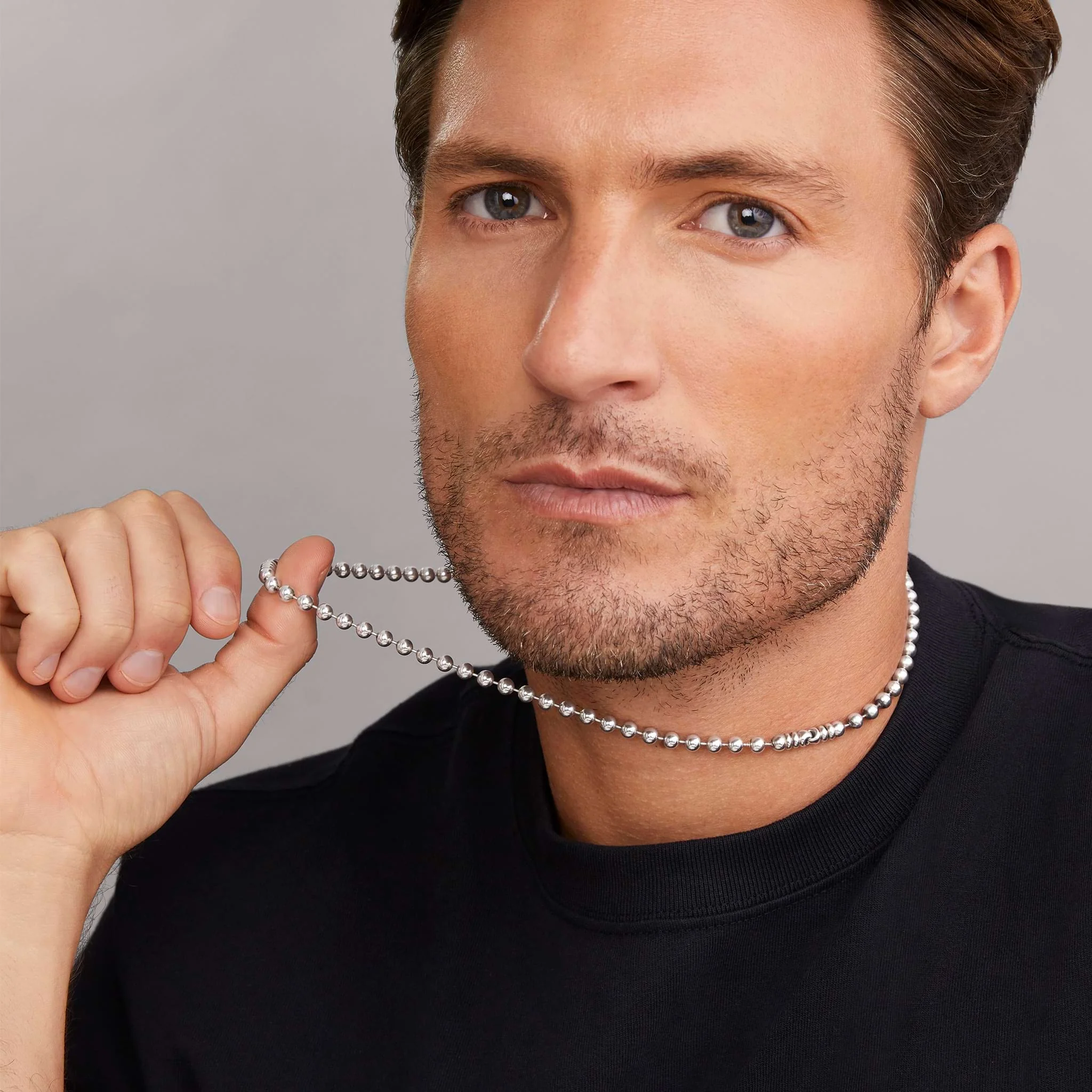 Silver Station Caviar Beaded Necklace | 5mm - Image 2