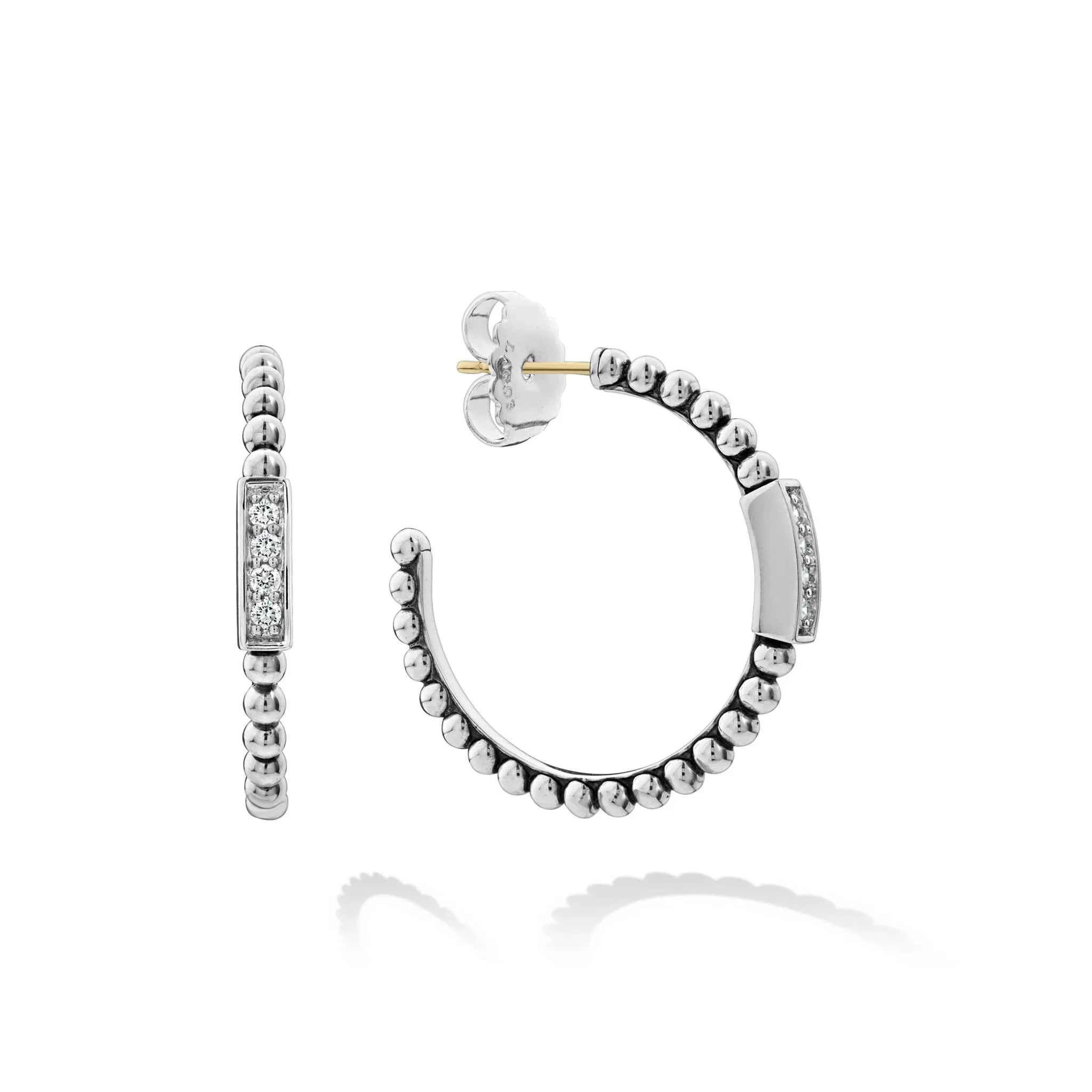 Beaded Diamond Hoop Earrings - Image 3