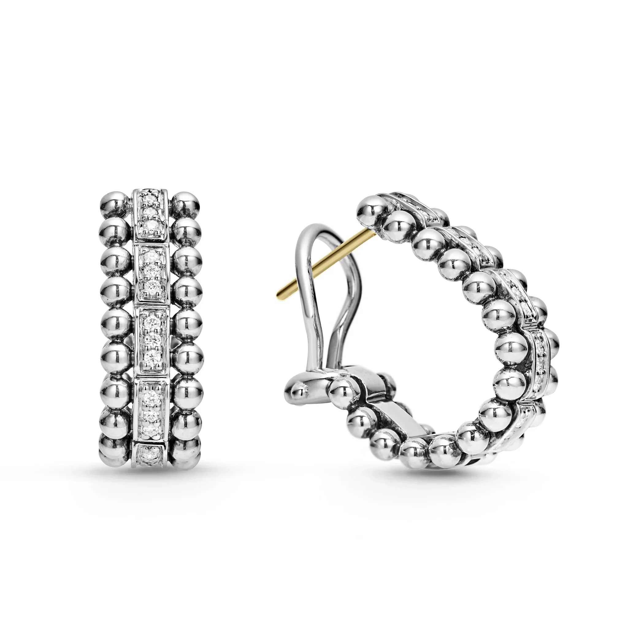 Beaded Diamond Huggie Earrings - Image 2
