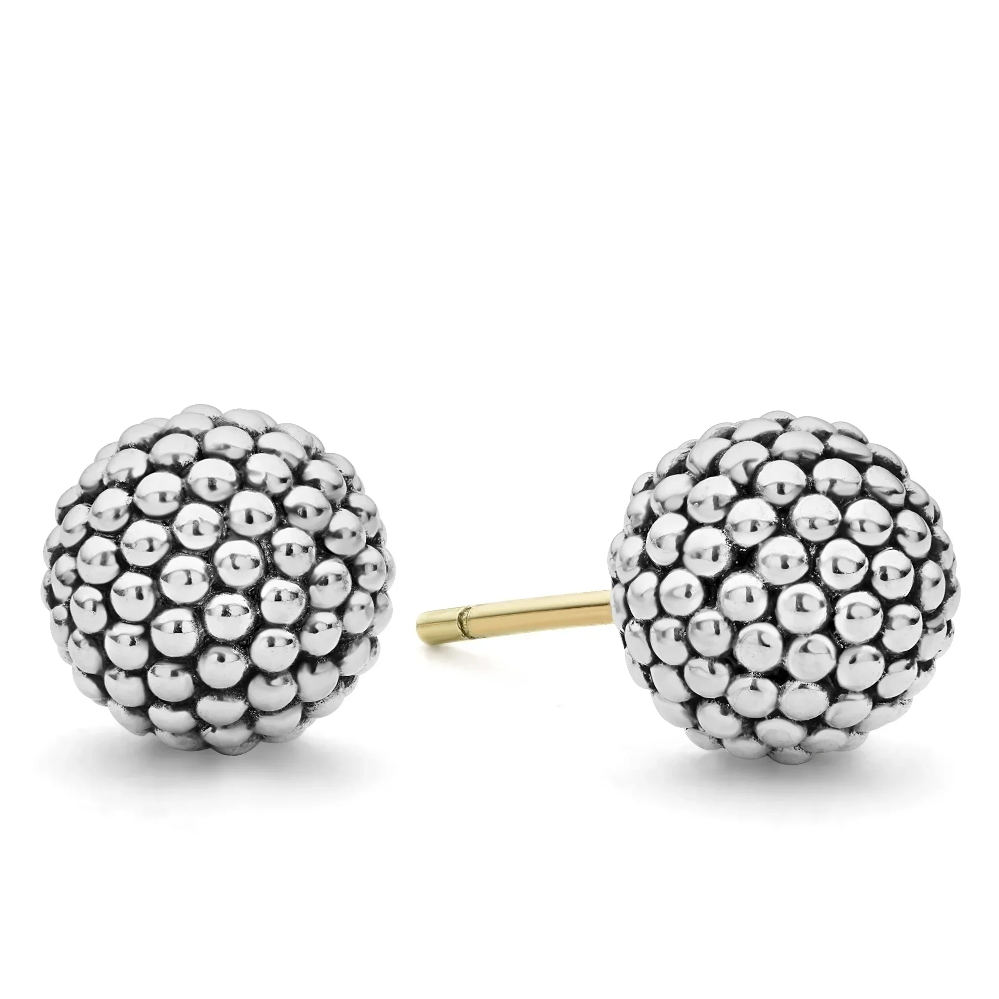 Beaded Silver Stud Earrings - Image 3