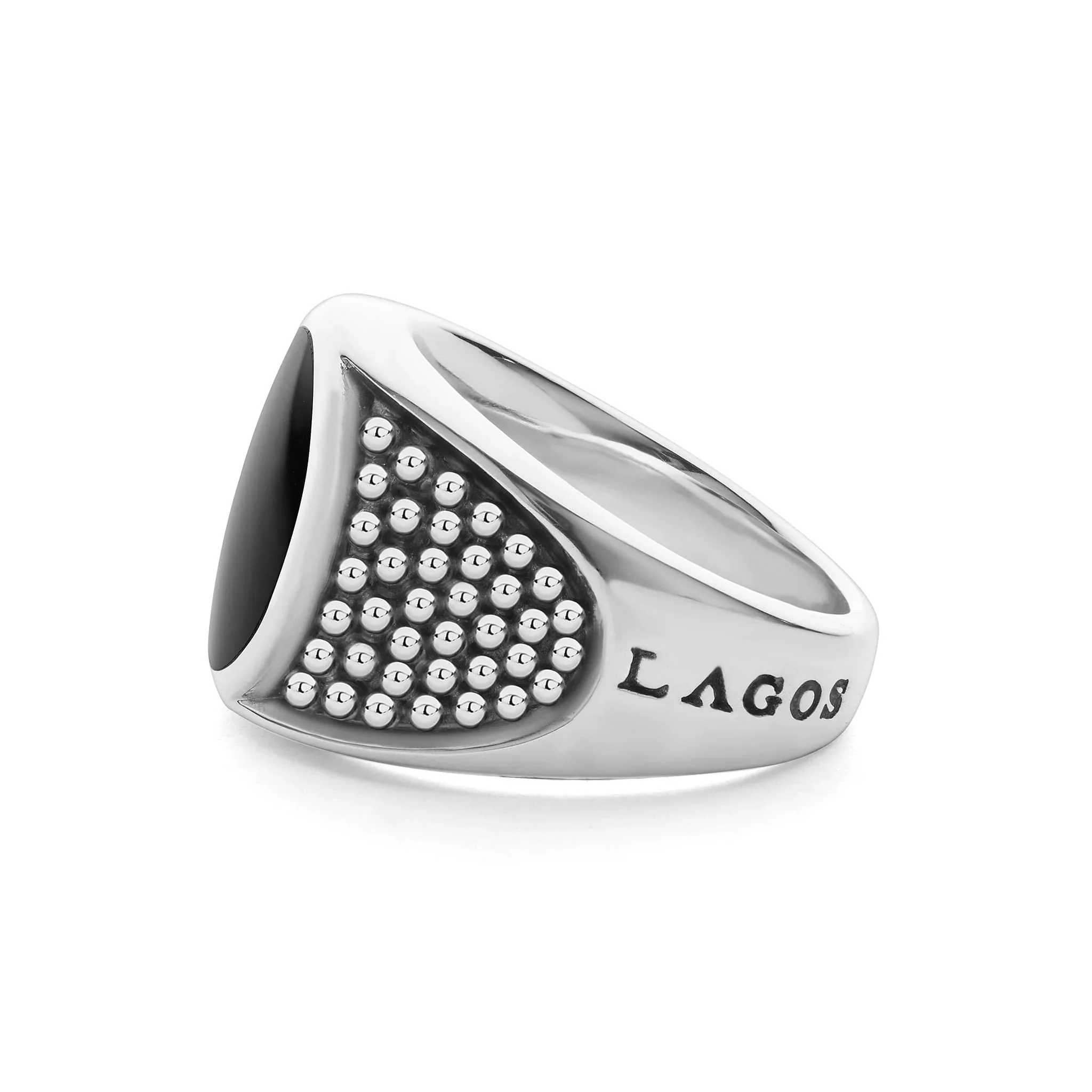 Black Agate Oval Band Ring - Image 2