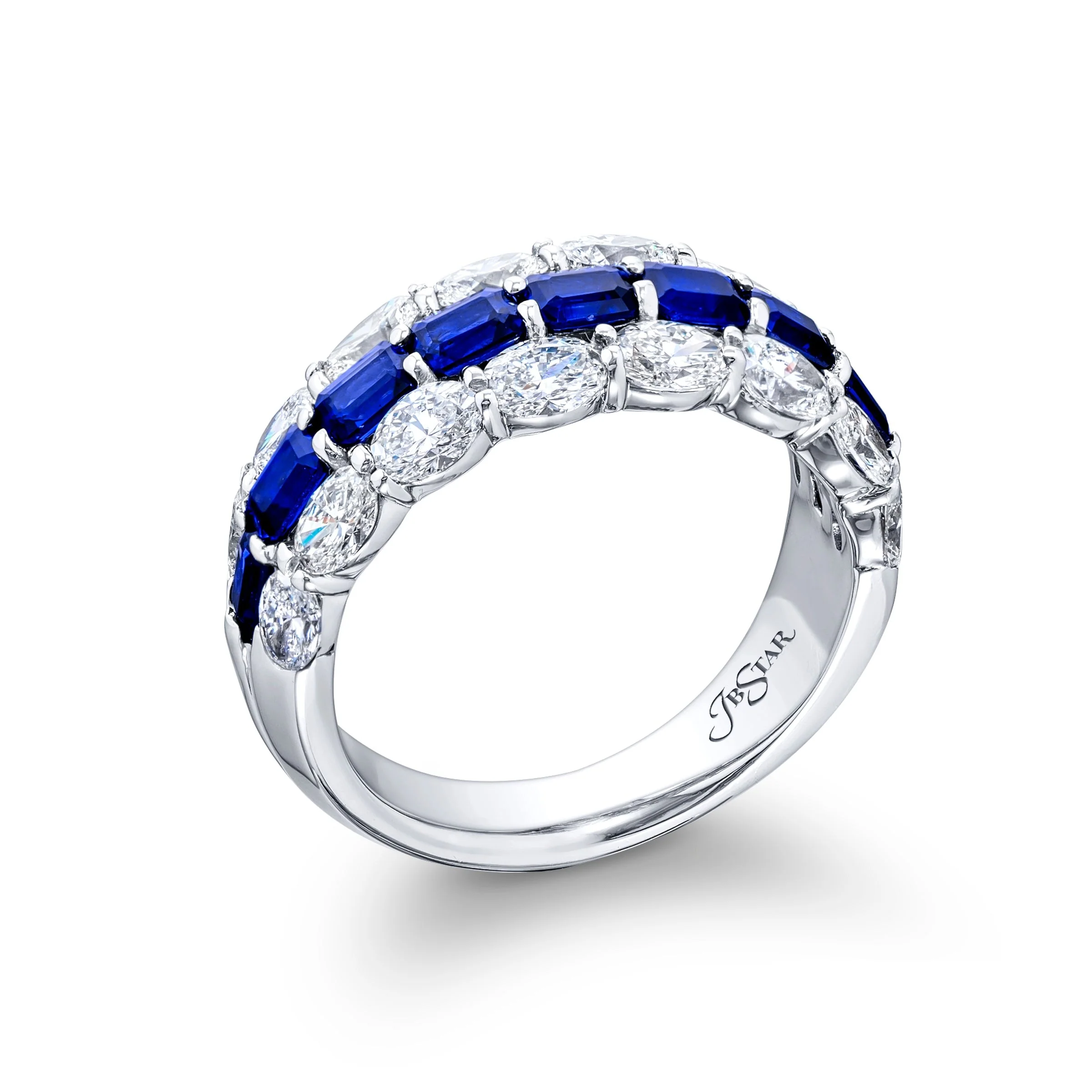 Blue Sapphire & Diamond Band - Image 2