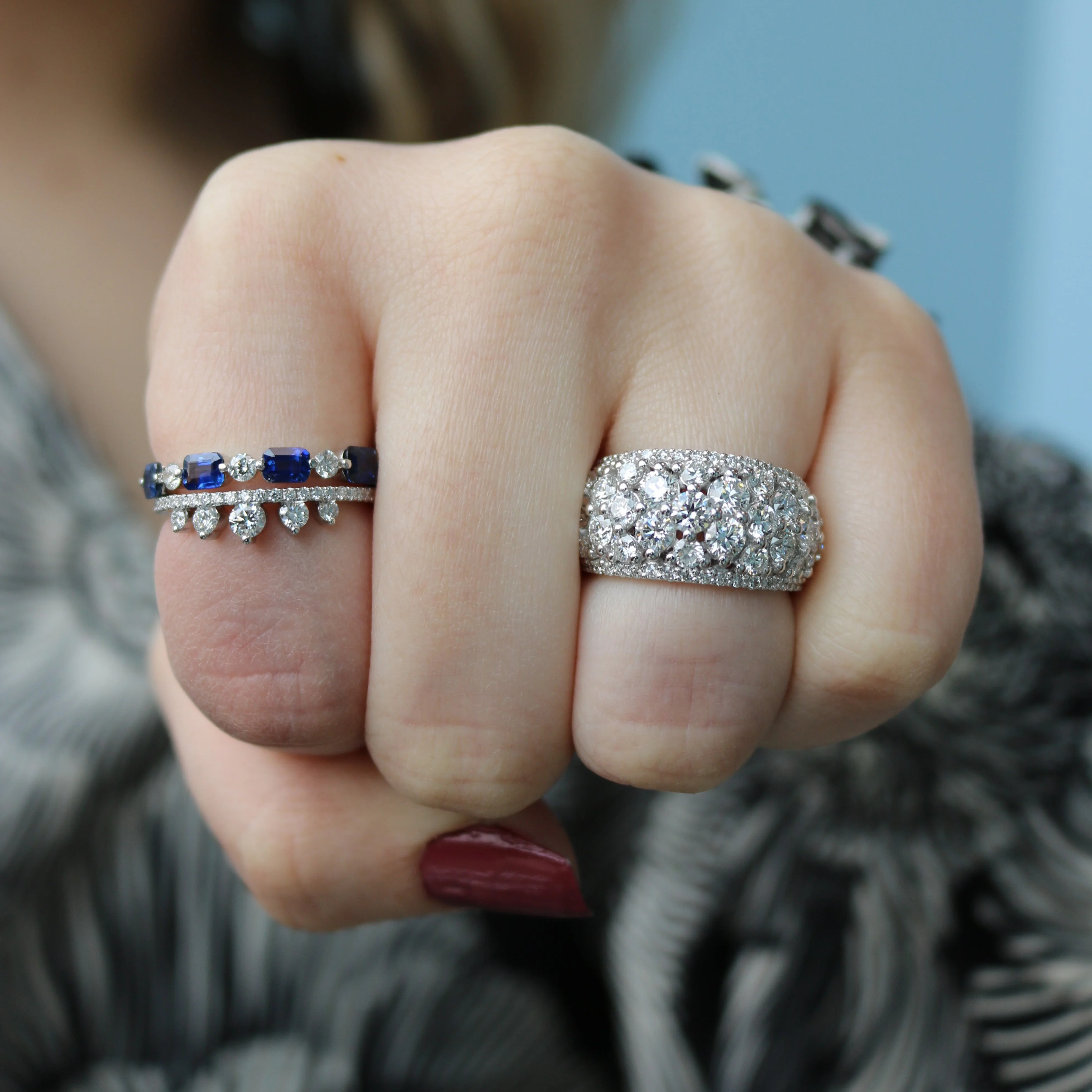 Blue Sapphire, 0.21ctw Diamond Fashion Ring - Image 2