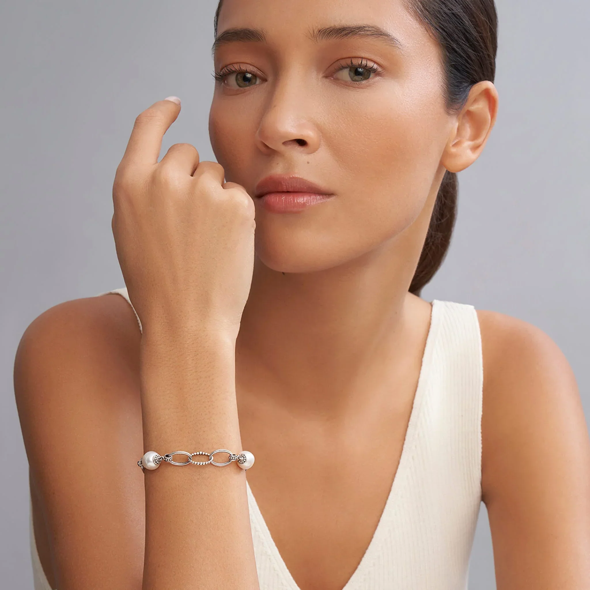 Caviar Pearl Link Bracelet - Image 2