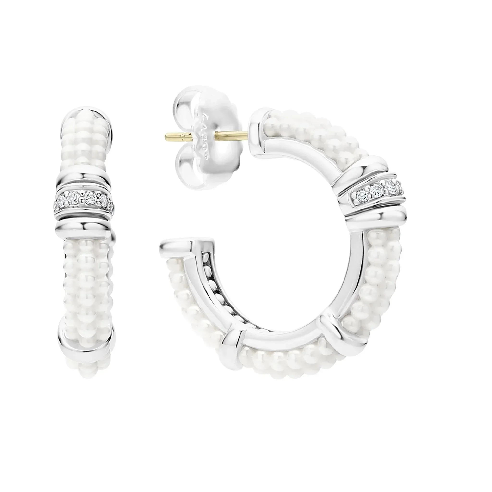 Ceramic and Diamond Hoop Earrings - Image 3