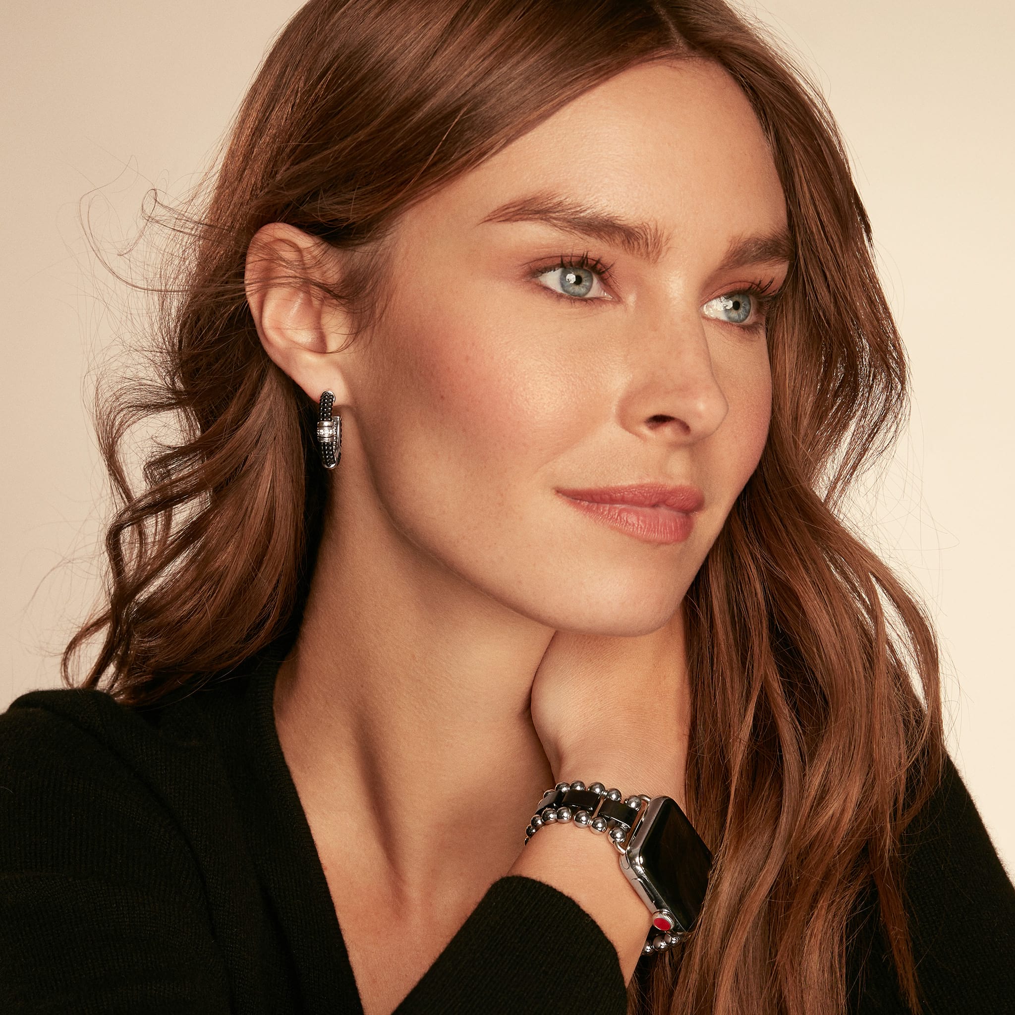 Ceramic and Diamond Hoop Earrings - Image 2