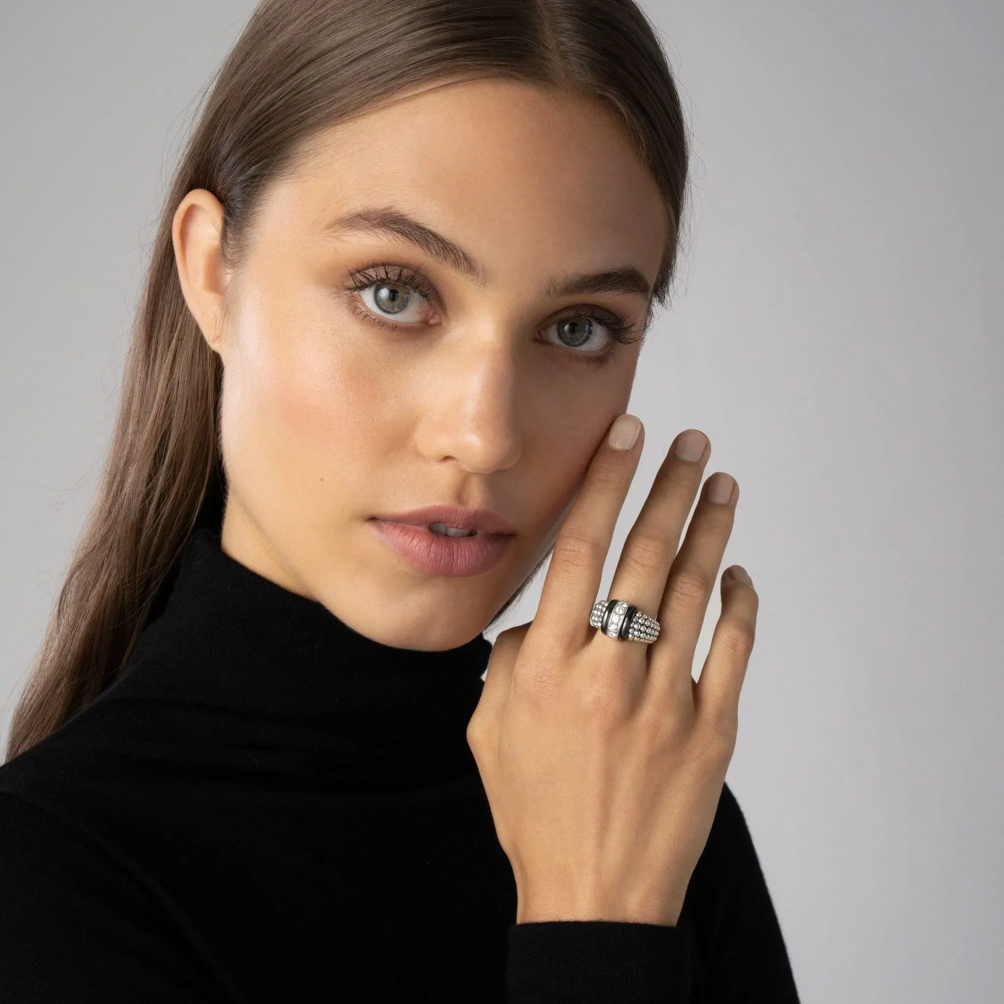 Ceramic Caviar Diamond Ring - Image 2