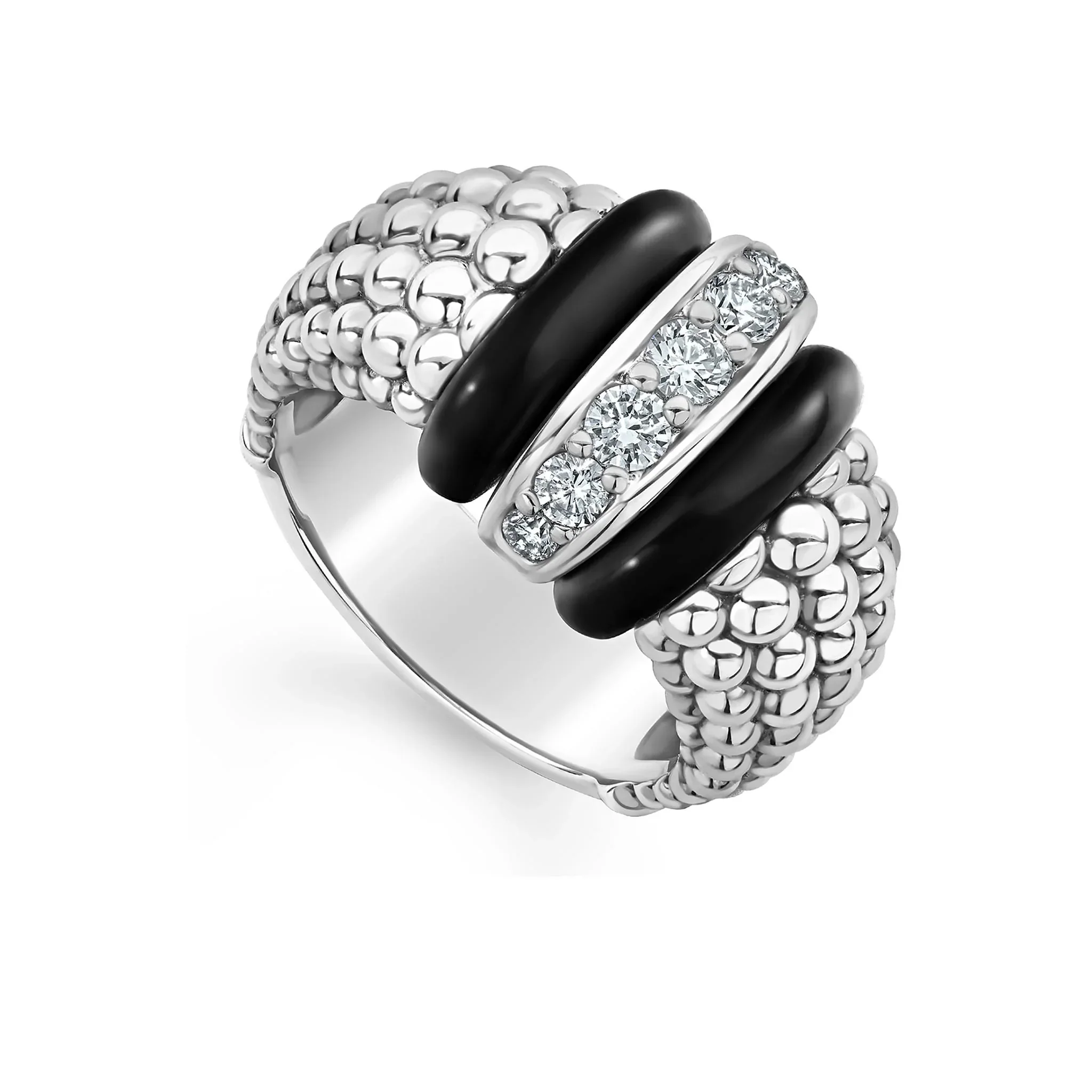 Ceramic Caviar Diamond Ring - Image 3