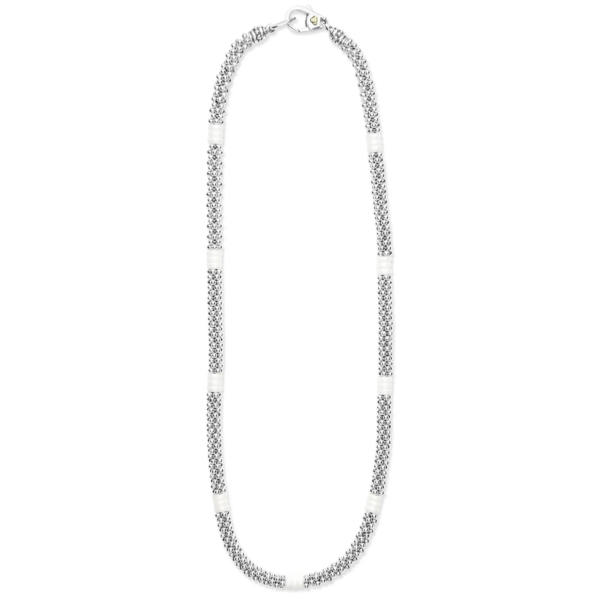 Ceramic Three Bead Station Caviar Necklace - Image 3