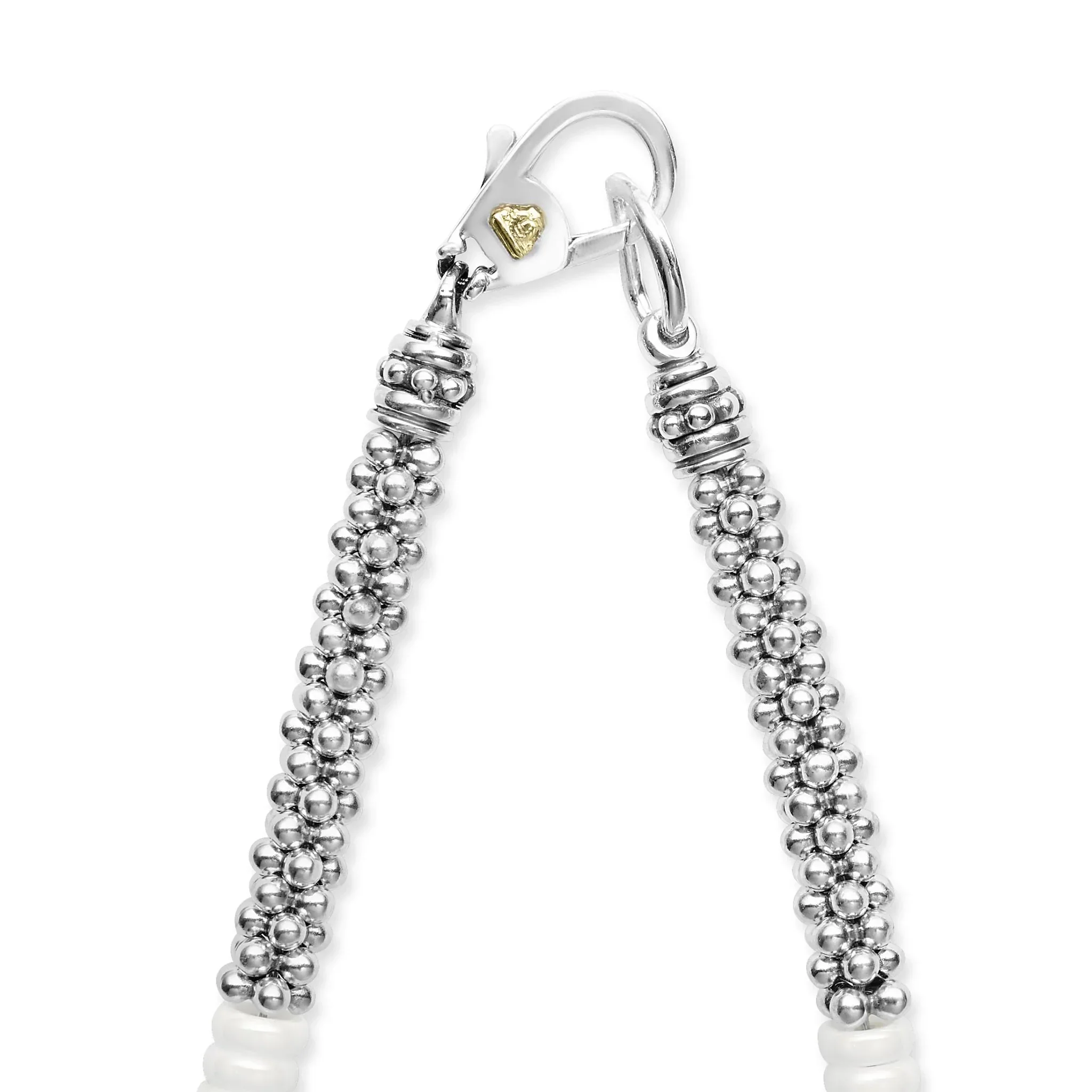 Ceramic Three Bead Station Caviar Necklace - Image 4