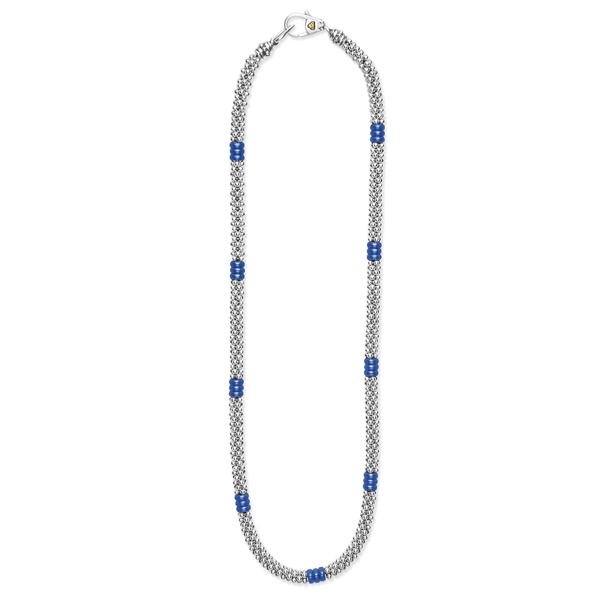 Ceramic Three Bead Station Caviar Necklace - Image 3