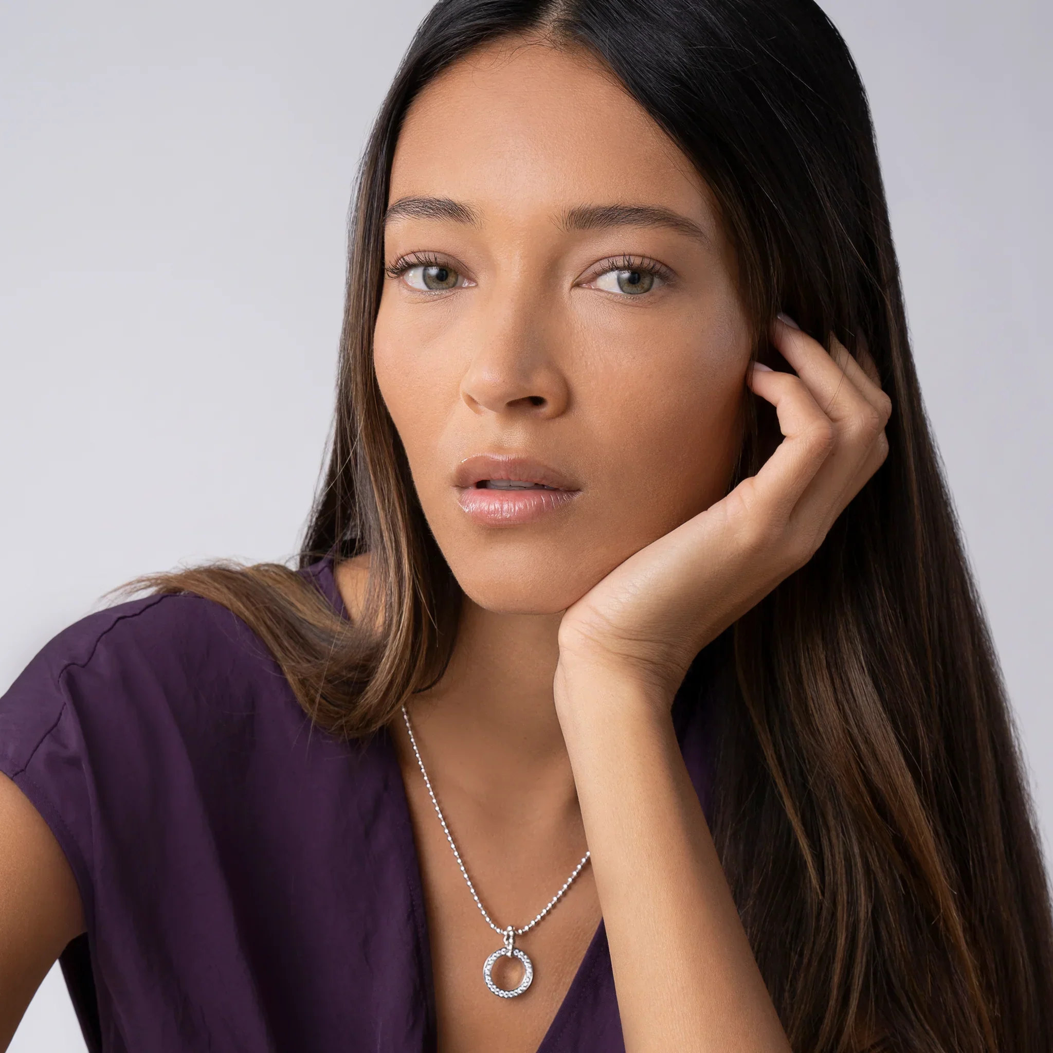 Circle Diamond Pendant Necklace - Image 2