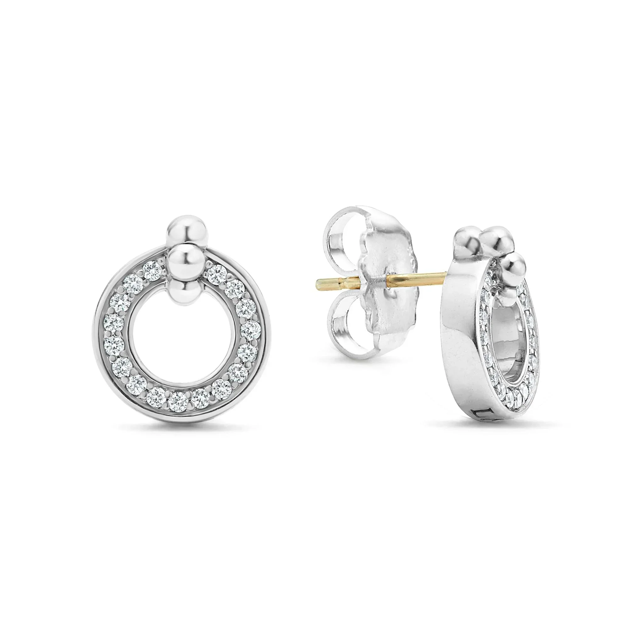 Circle Diamond Stud Earrings - Image 3