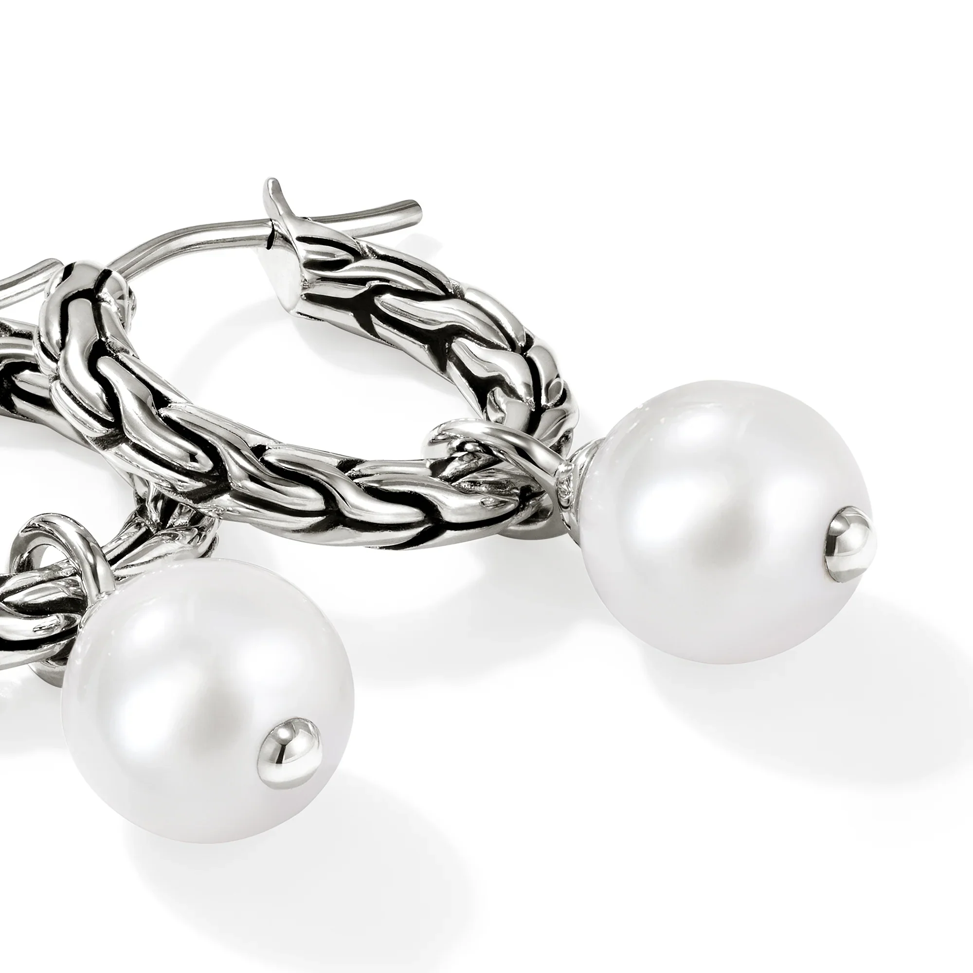 Classic Chain Pearl Hoop Earring - Image 2