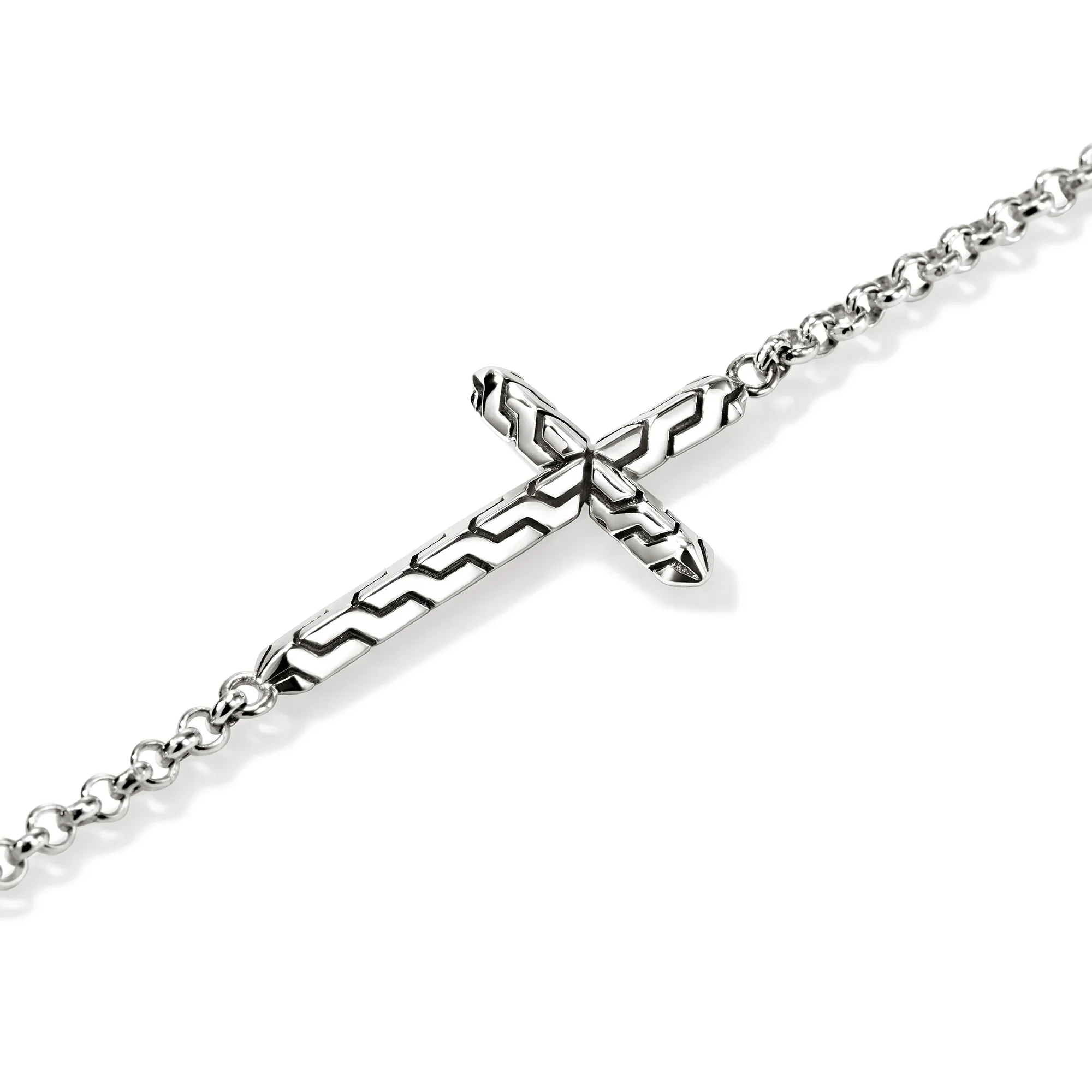 Classic Chain Silver Cross Bracelet - Image 2