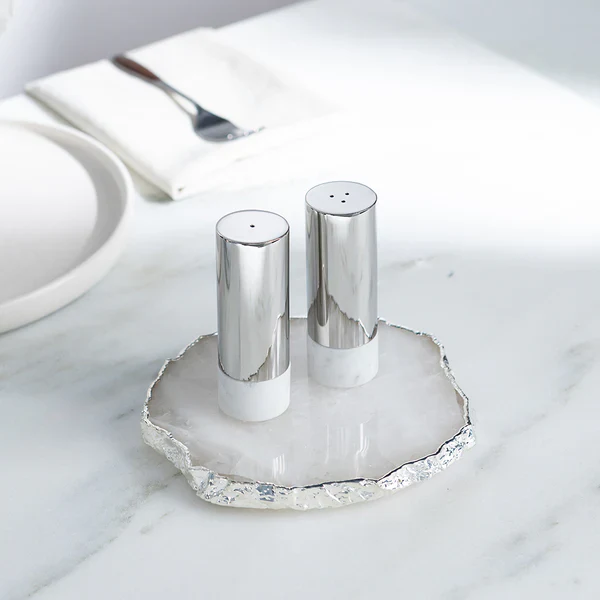Coluna Dual Salt & Pepper, Marble & Silver, Set of 2 - Image 2