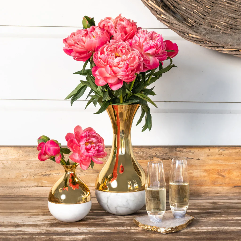 Coluna Dual Vase, Marble & Gold - Image 3